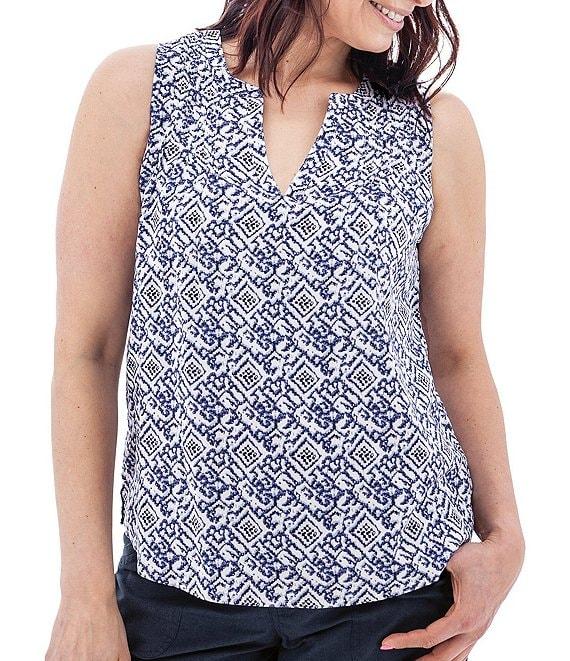 Aventura Portofino Printed Split Neckline Sleeveless Tank Product Image