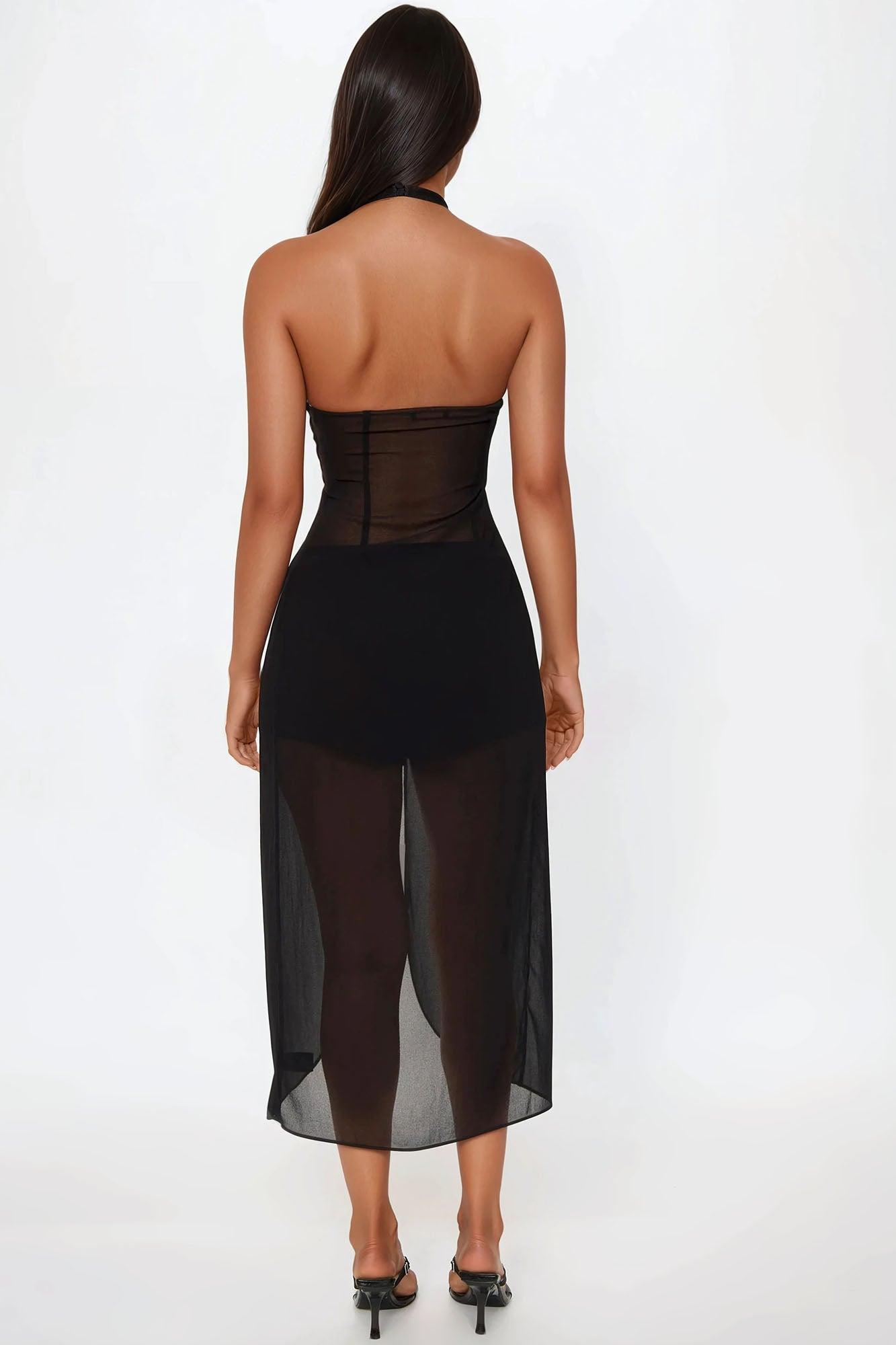 Sheer Seduction Halter Short Set - Black Female Product Image