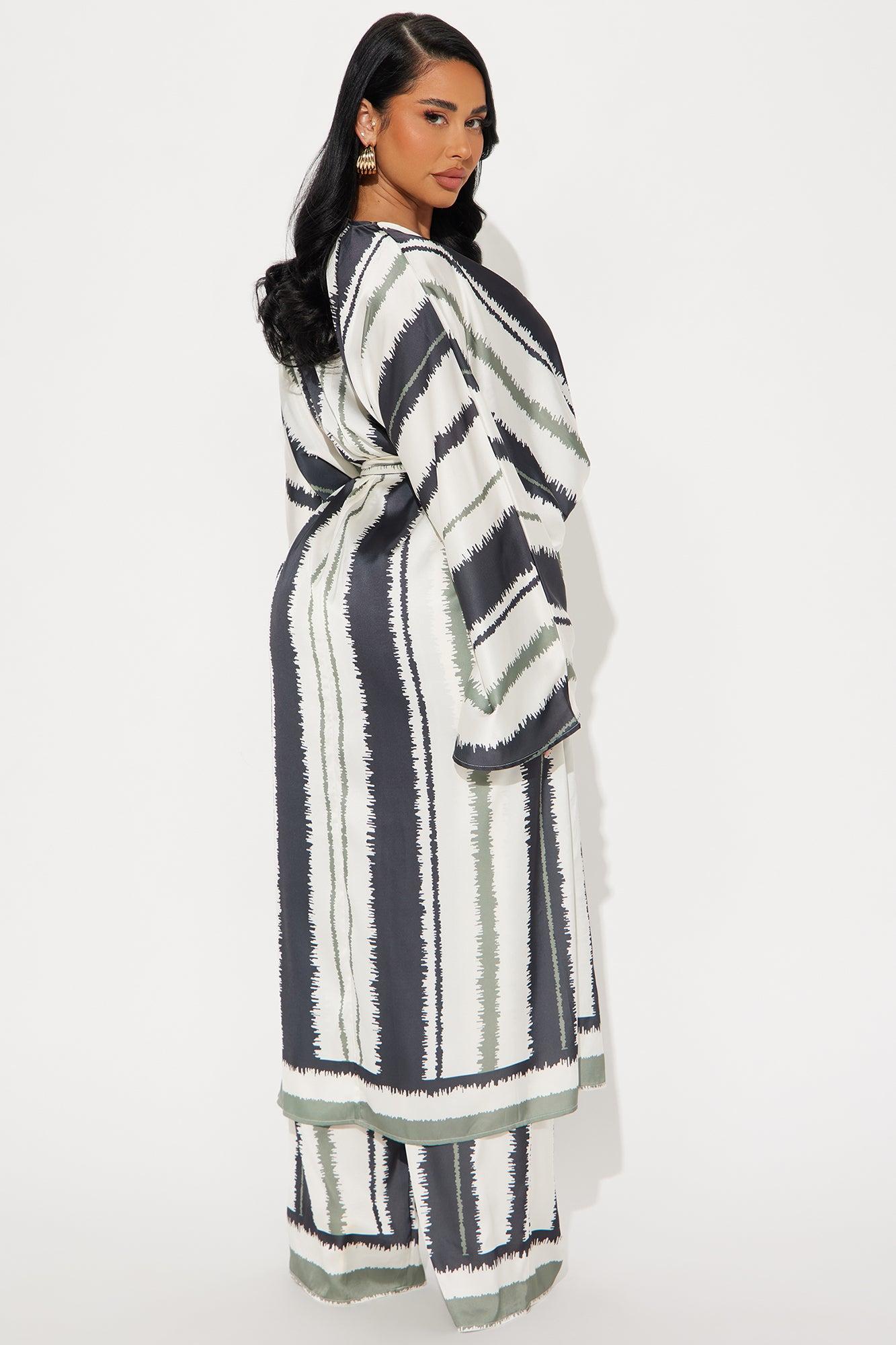 Sleek and Lavish Satin Pant Set - Olive/combo Product Image