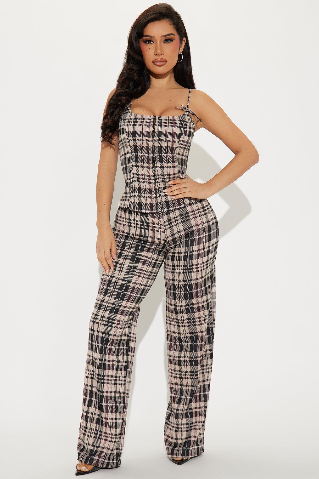 Georgina Plaid Pant Set - Black/combo Product Image