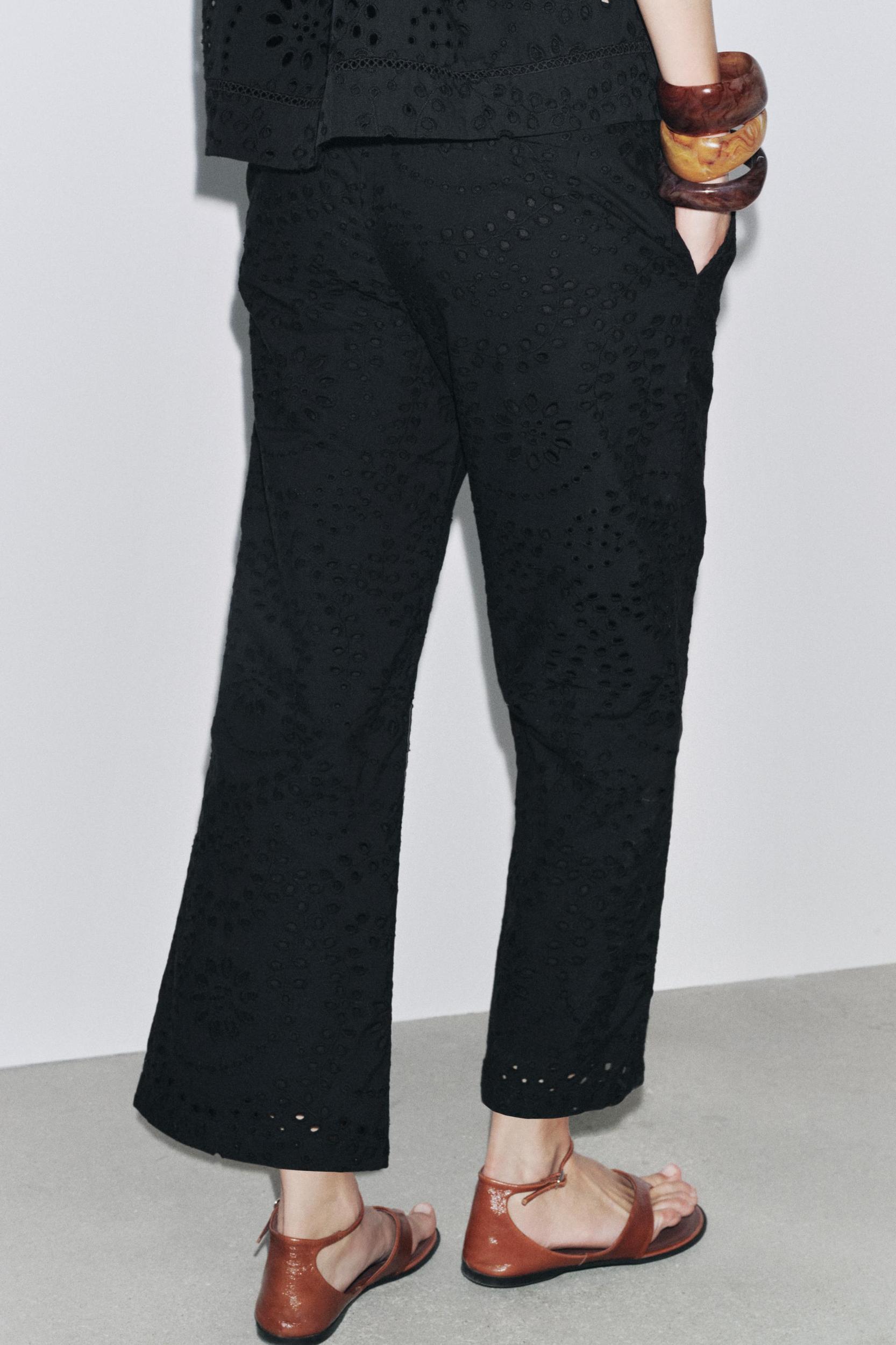 ZW COLLECTION PANTS WITH PERFORATED EMBROIDERY Product Image