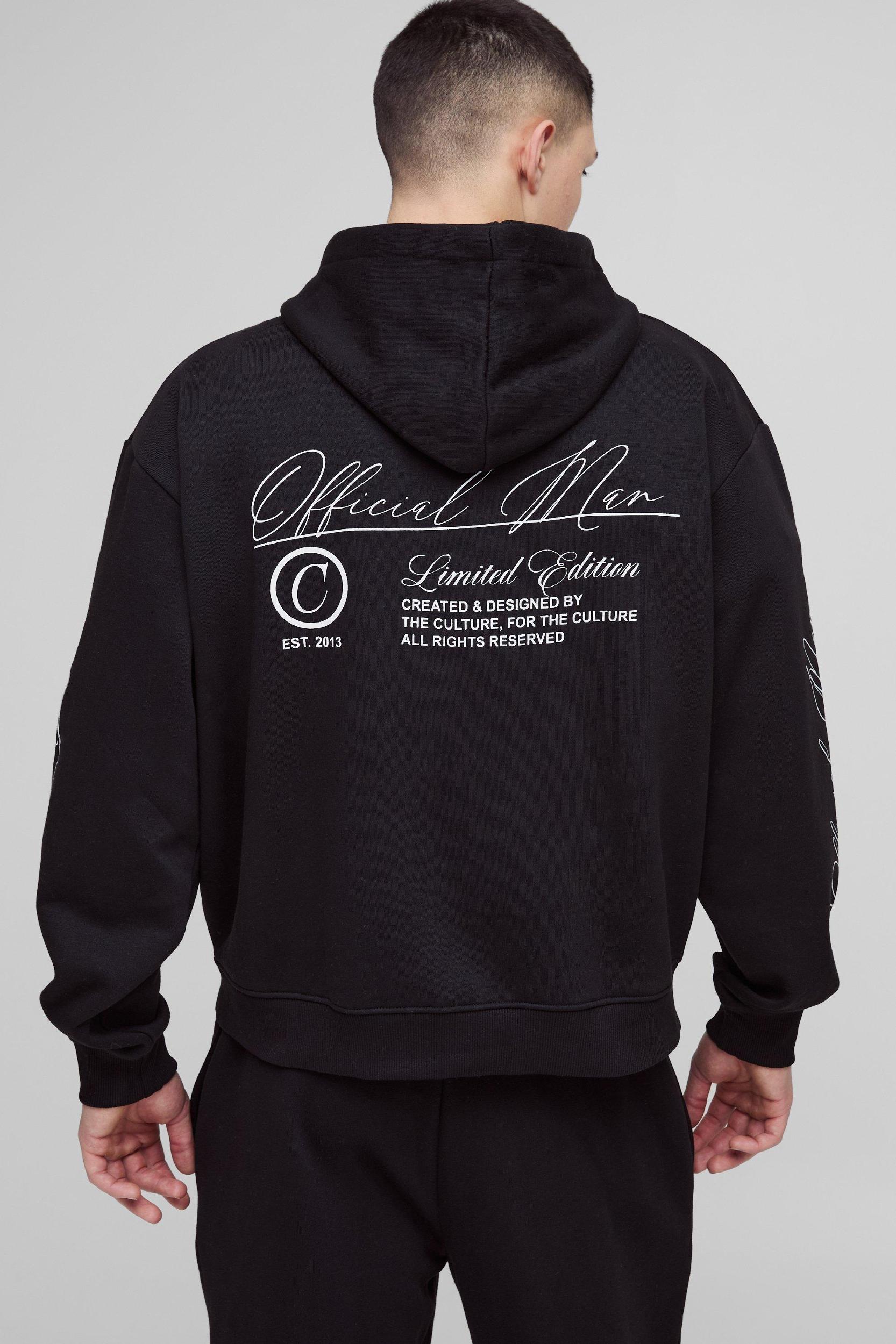 Oversized Boxy Official Man Zip Hooded Tracksuit | boohooMAN USA Product Image