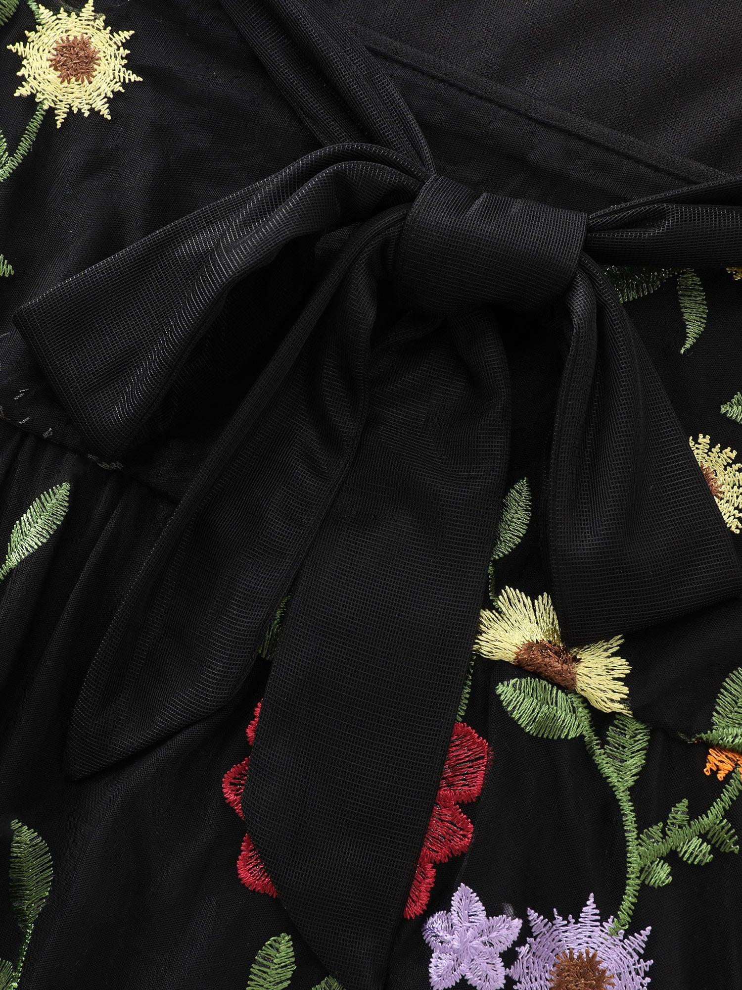 Pretty Florals Embroidered Mesh Maxi Dress Female Product Image