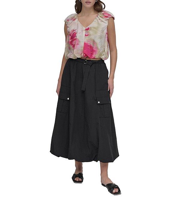 DKNY by Donna Karan Printed Rumpled Voile Bubble Top Product Image