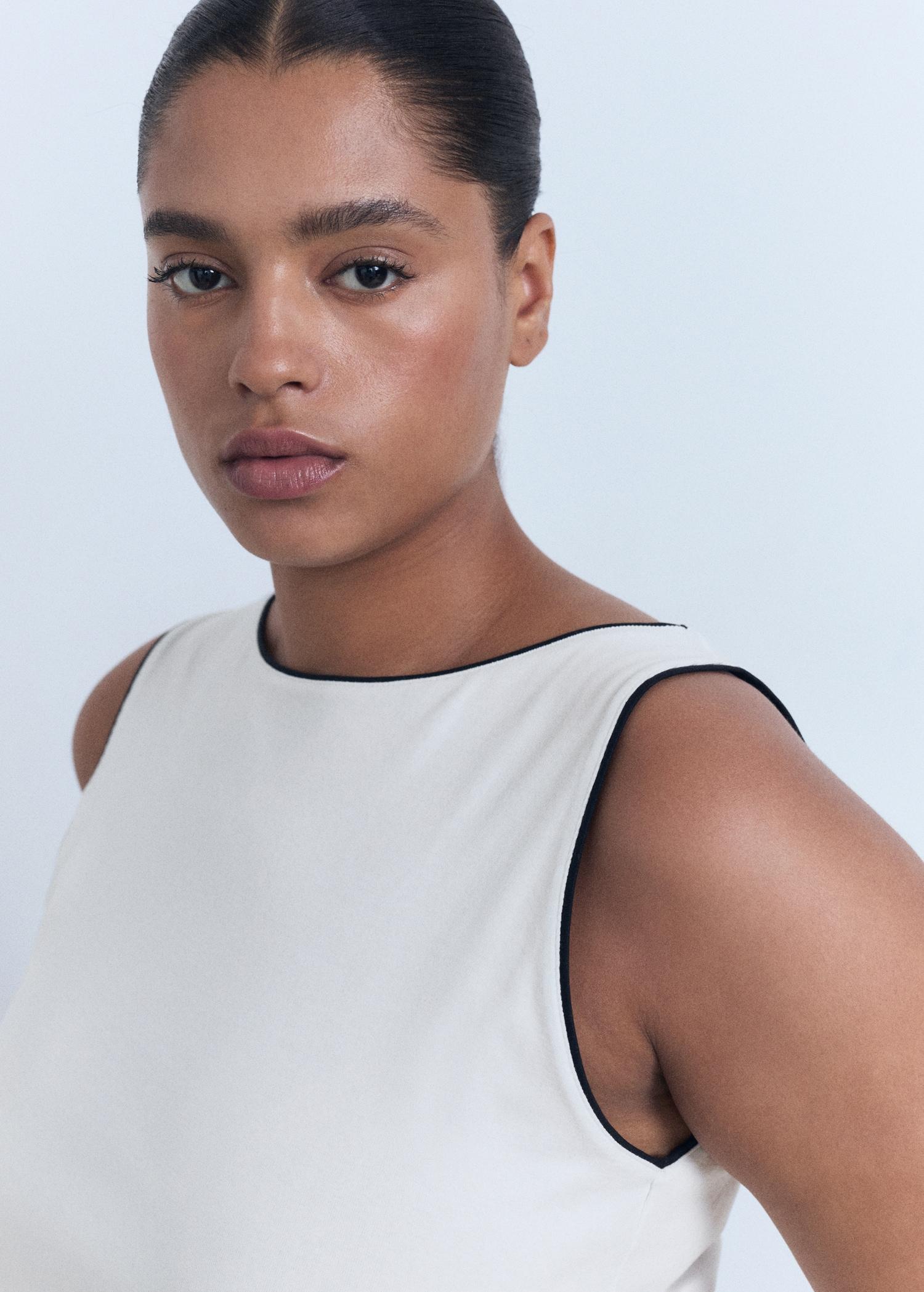 Cotton top with contrasting trim - Women | MANGO USA Product Image