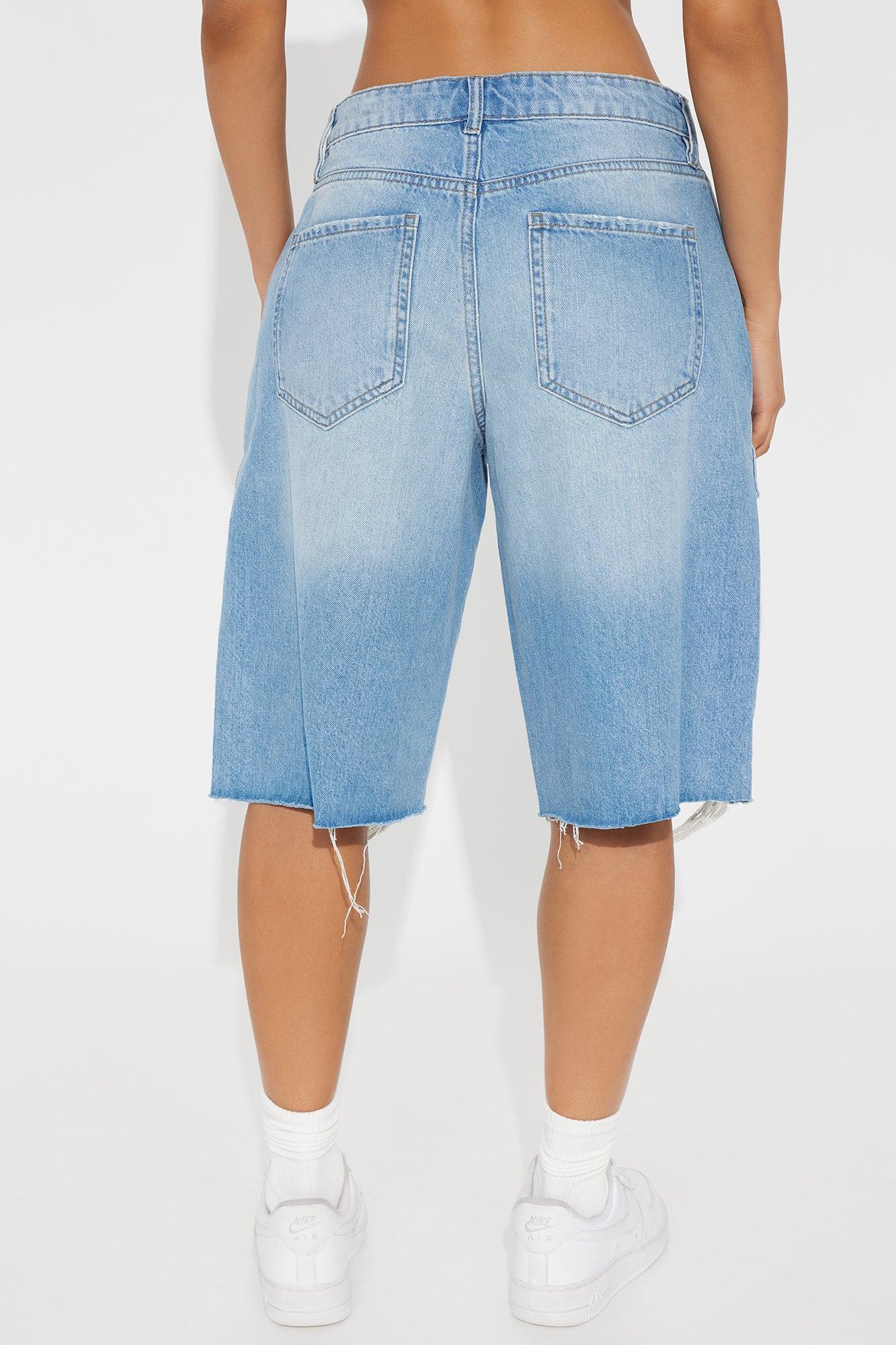 The Headliner Cargo Denim Jorts - Medium Wash Product Image