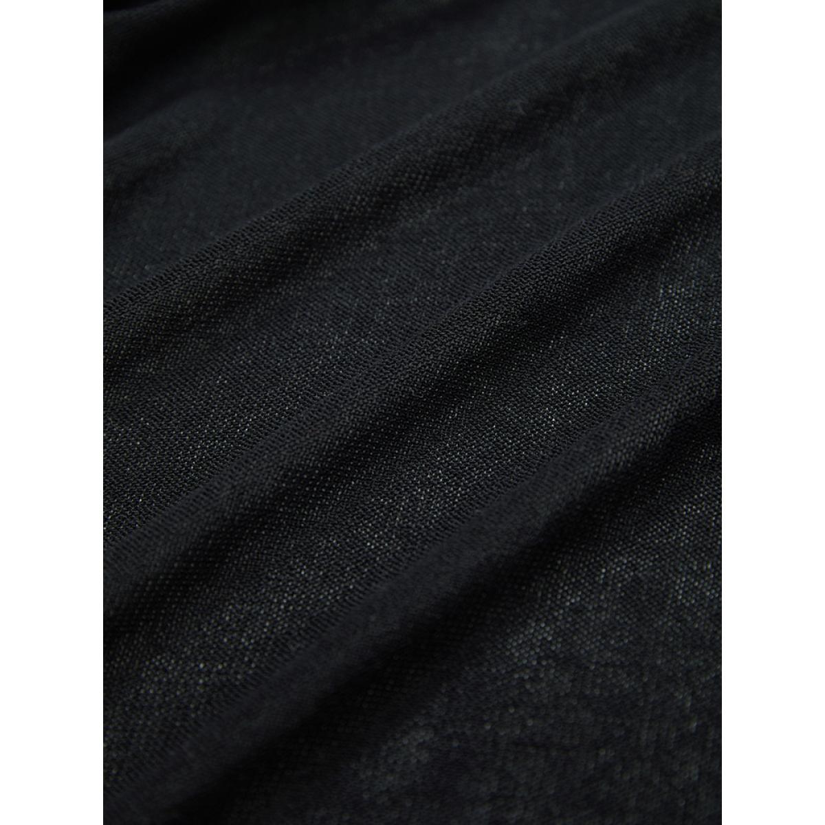 Plus Size Plain Open Front Batwing Sleeve Elastic Cuffs Cardigan Black Women Casual Loose Long Sleeve Everyday Cardigans BloomChic 28/5X Product Image