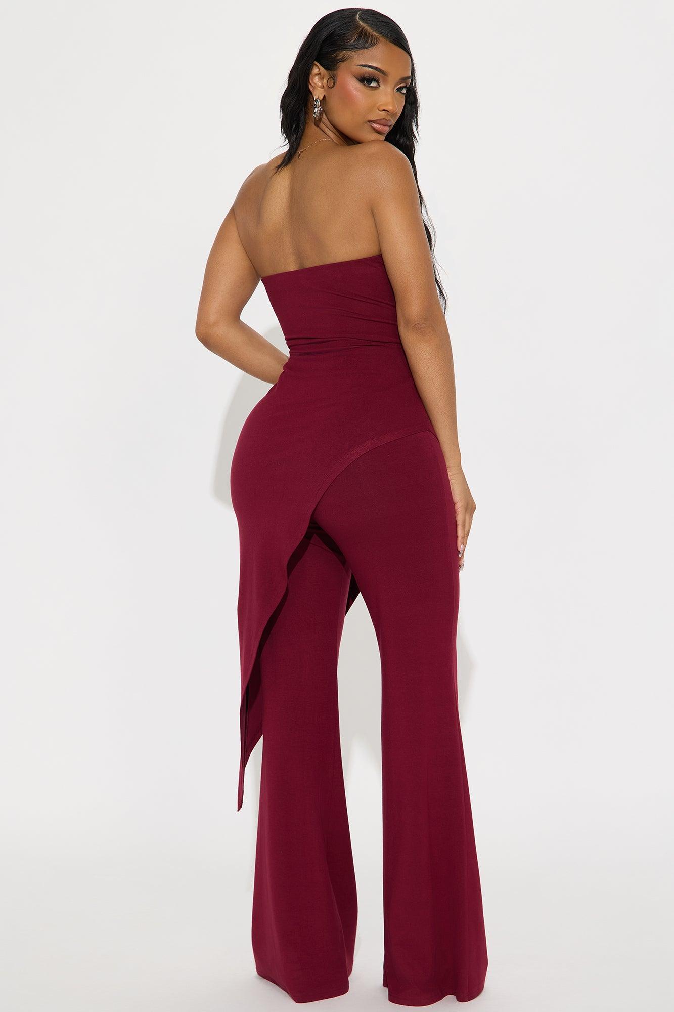 Gaby Flare Pant Set - Burgundy Product Image