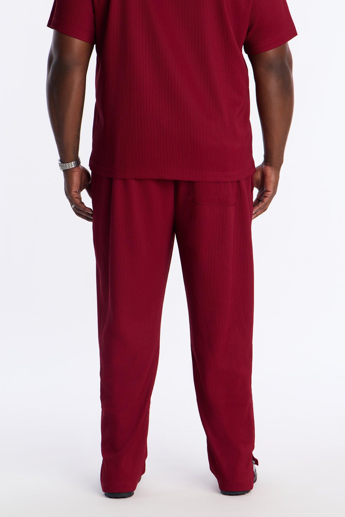Show Up Slim Slit Pants - Burgundy Product Image