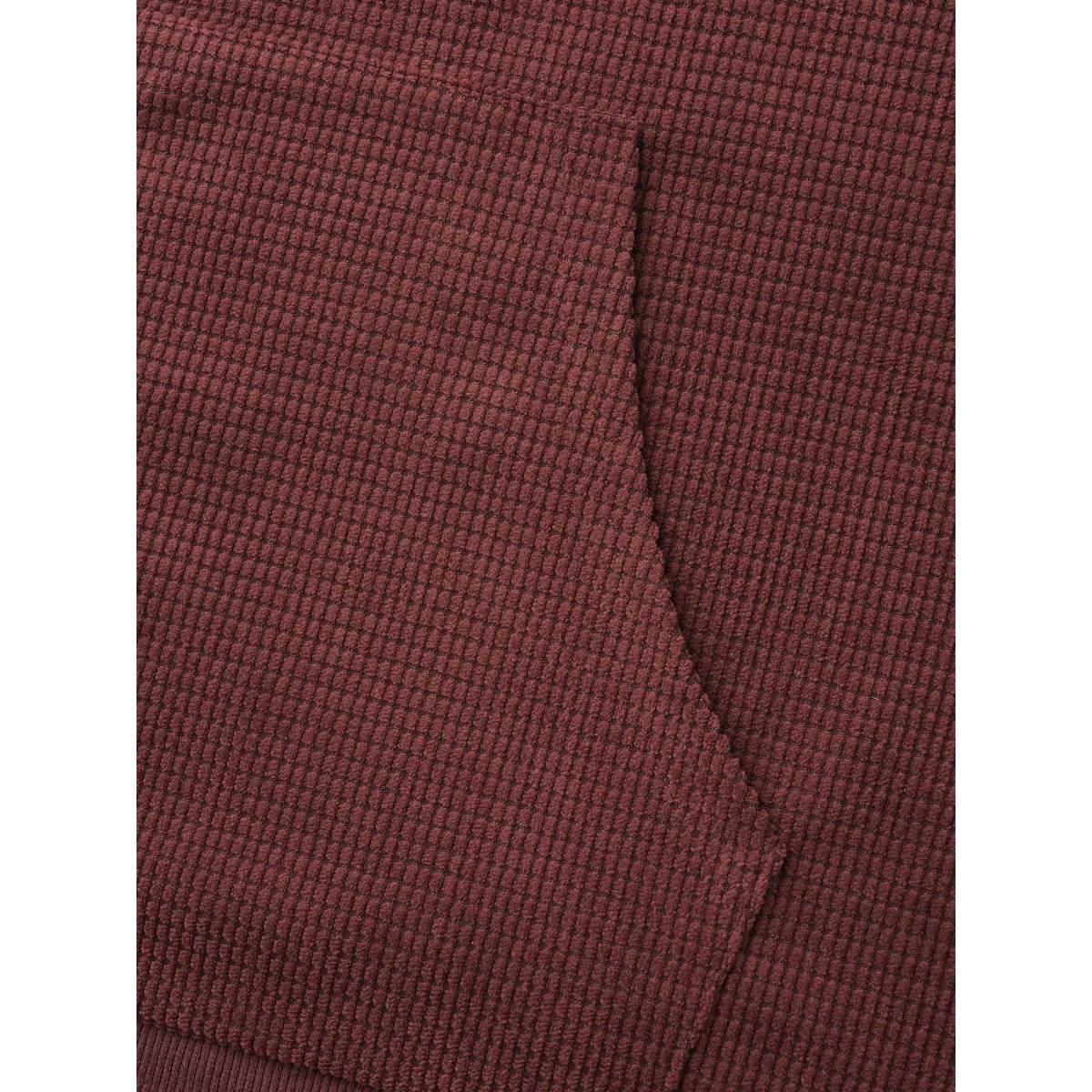 Plus Size Solid Corduroy Hooded Drawstring Sweatshirt Women Scarlet Casual Texture Hooded Everyday Sweatshirts BloomChic 14-16/1X Product Image