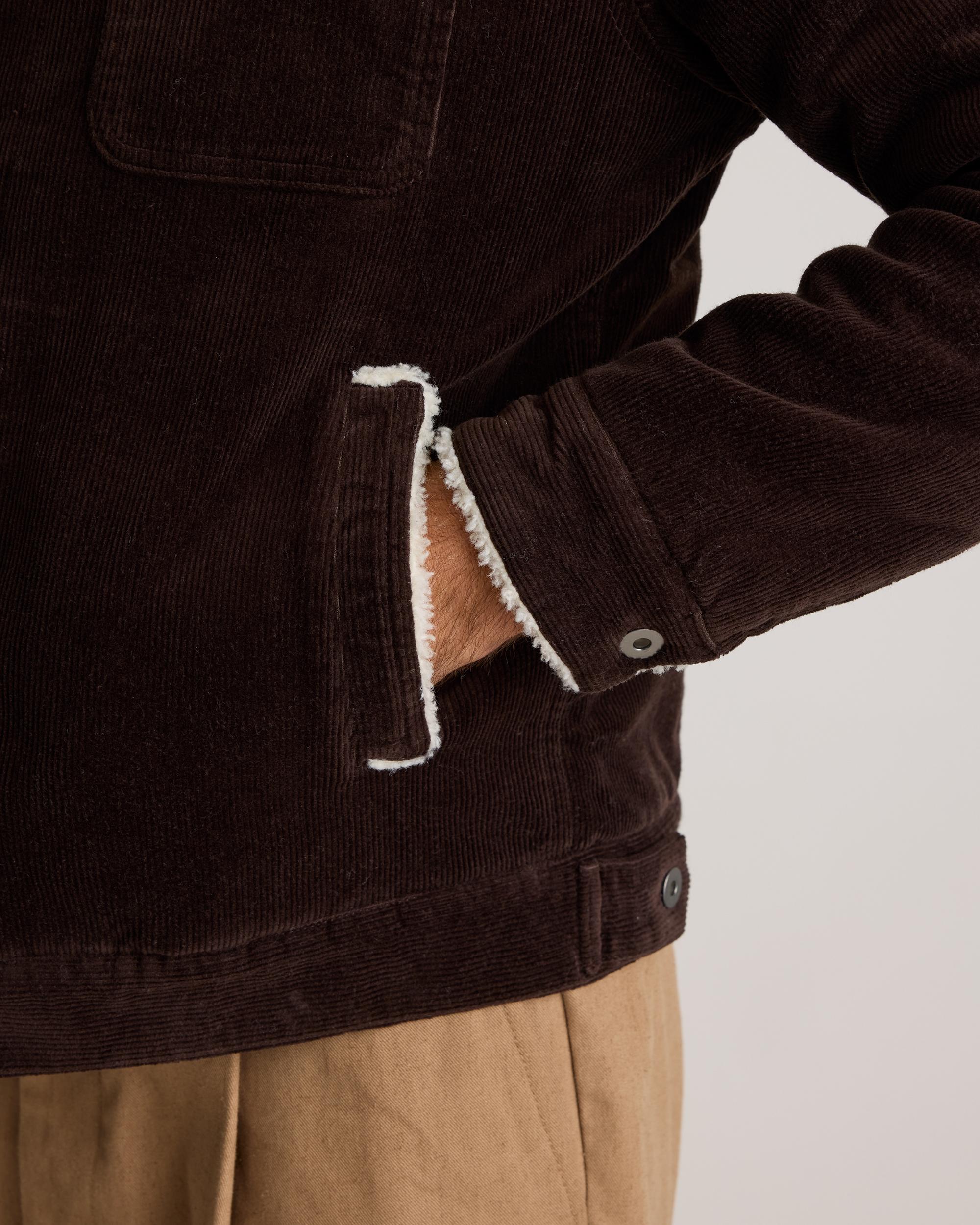 Quince | Men's Organic Stretch Corduroy Sherpa-Lined Trucker Jacket Size XL, 100% Polyester Product Image