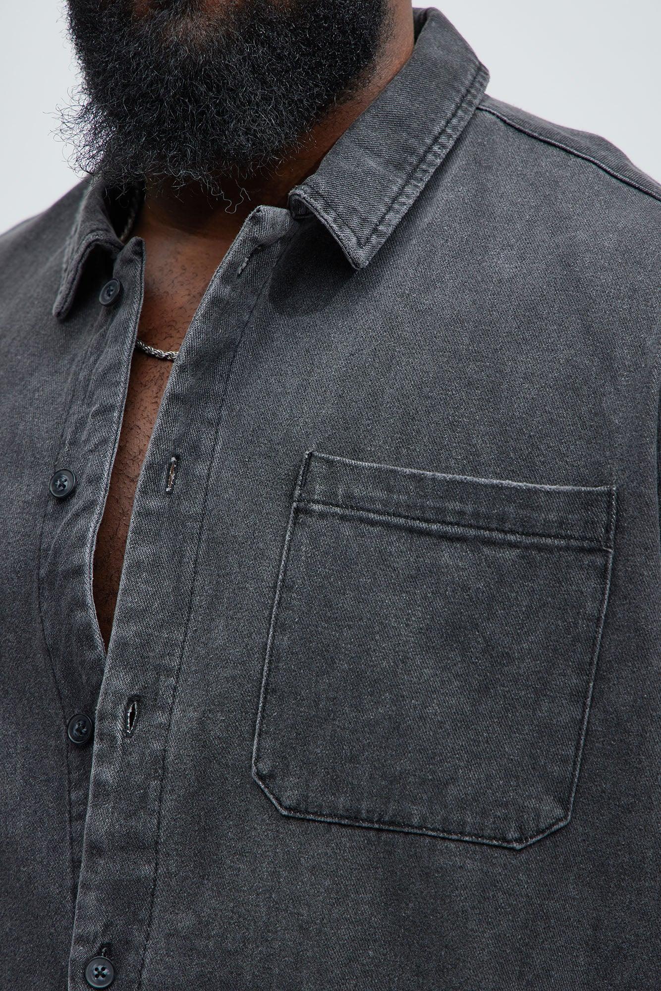 Hatton Denim Button Up Shirt - Black Wash Product Image