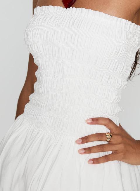 Anemone Bubble Hem Mini Dress White Product Image