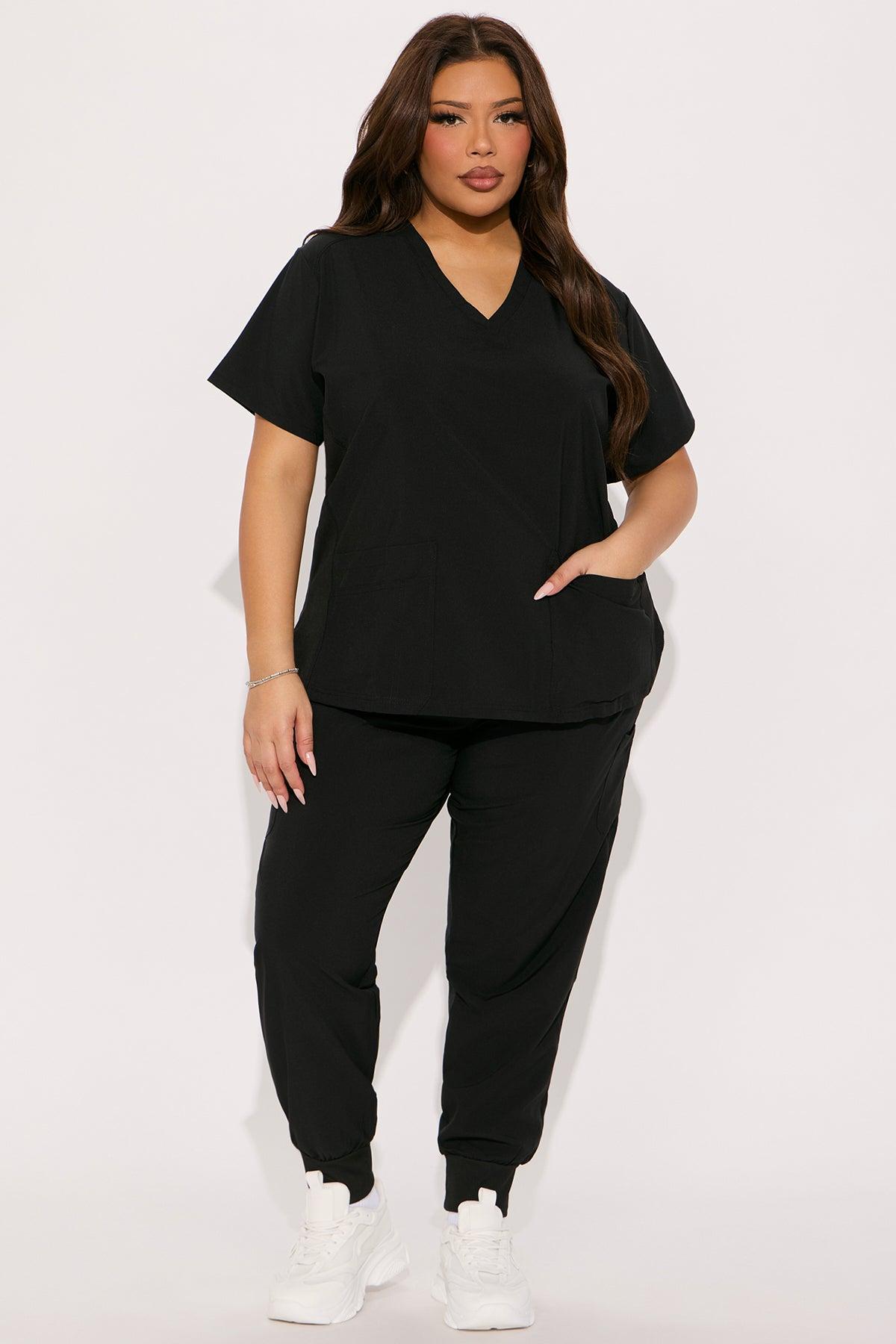 Full Shift 4 Way Stretch Uniform Scrub Set - Black Product Image