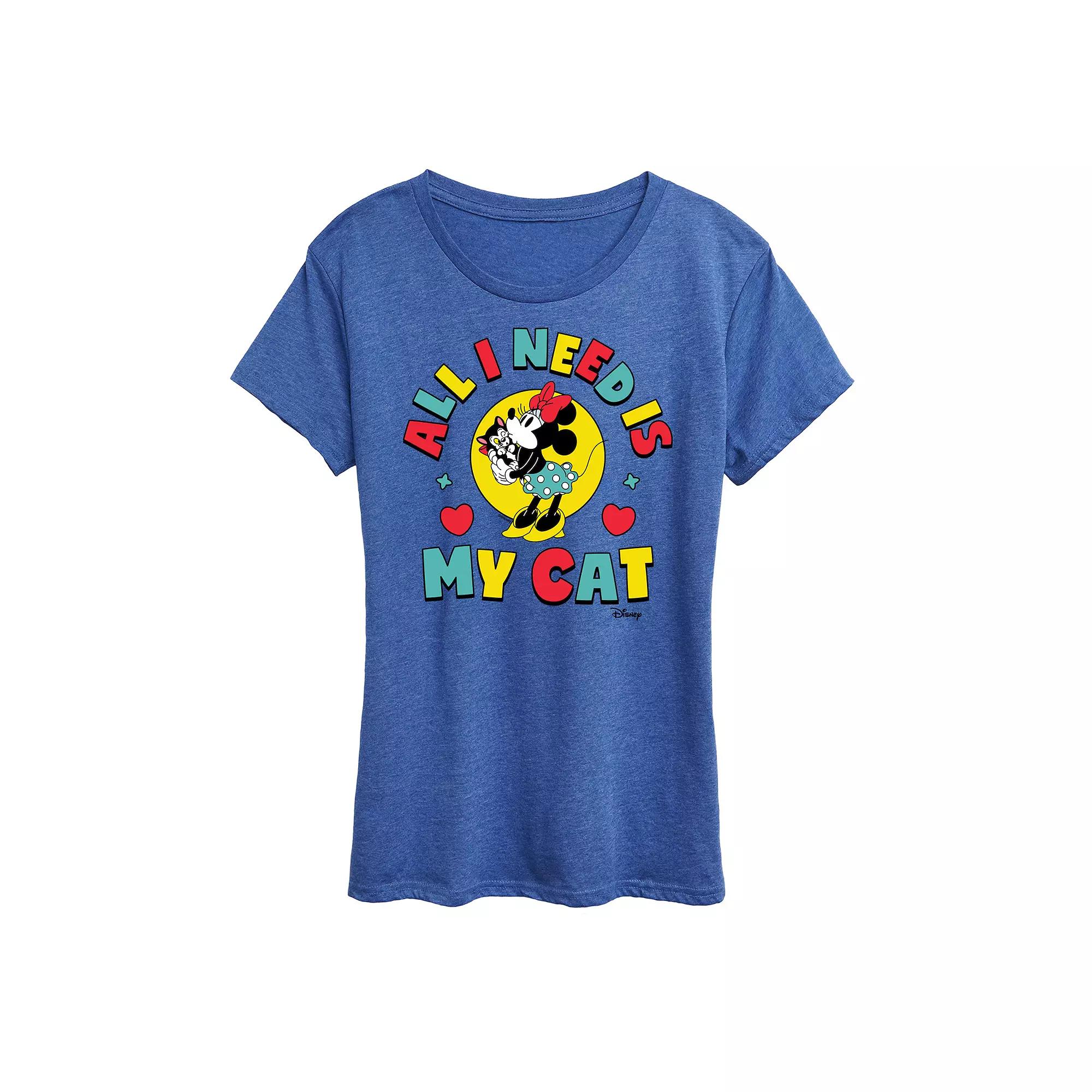 Disney's Minnie Mouse & Figaro Plus All I Need Is My Cat Graphic Tee, Women's,  Product Image