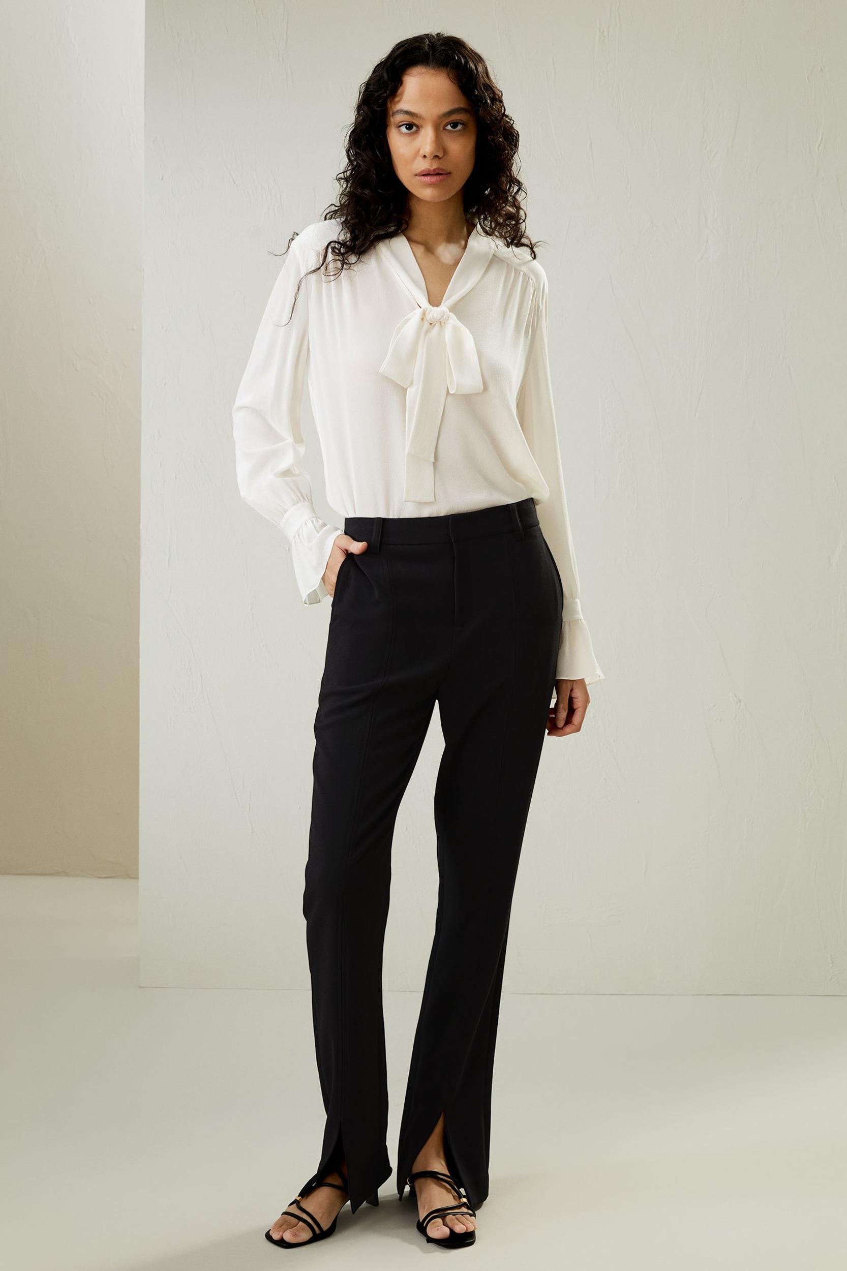 LILYSILK Womens Silk Shirt Long Sleeve Blue 100% Grade 6A Silk Lightweight Ribbon Tops XXS Product Image