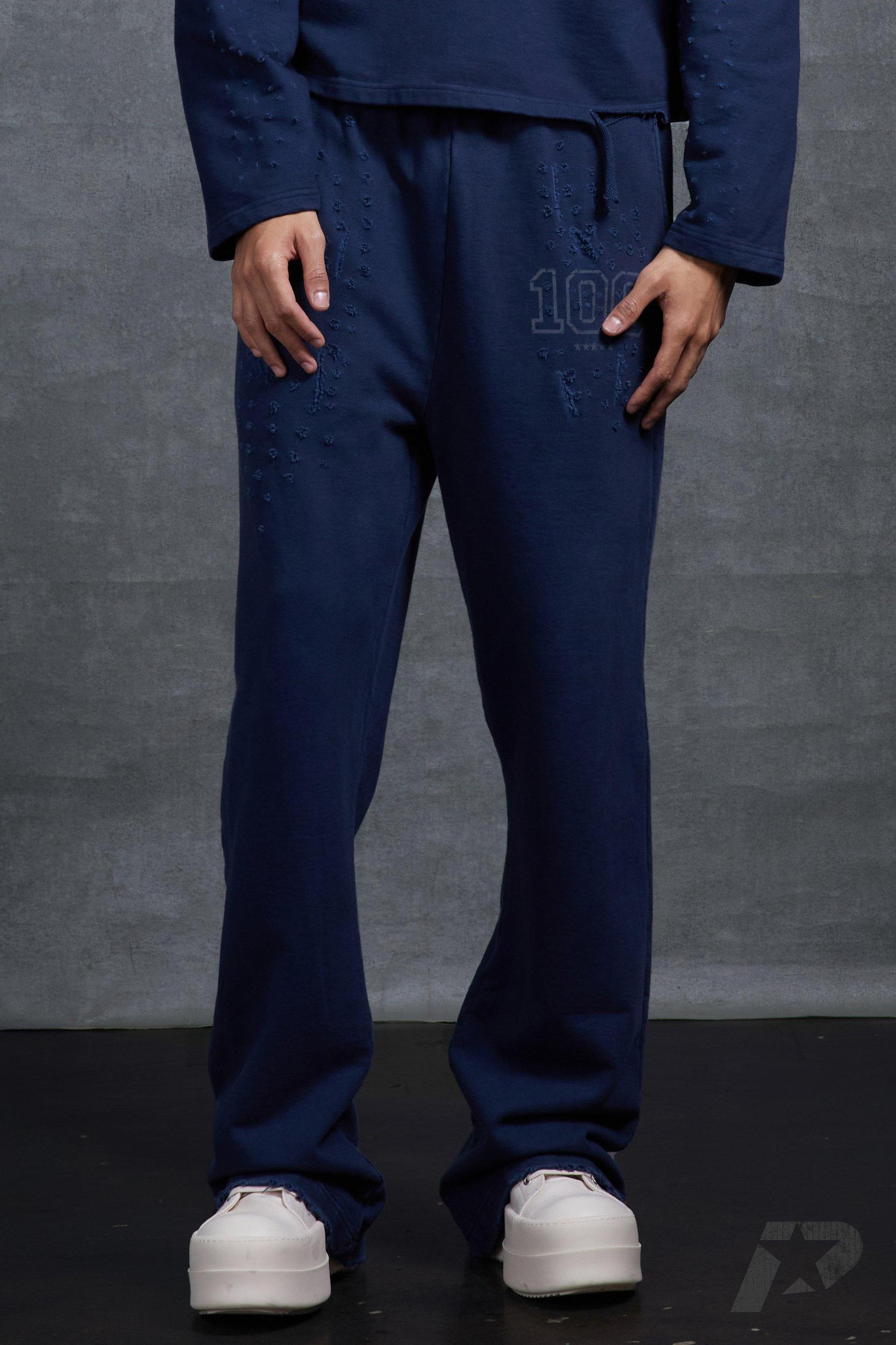 P-Star Slim Fit Flare Sweatpants with Distressing | boohooMAN USA Product Image