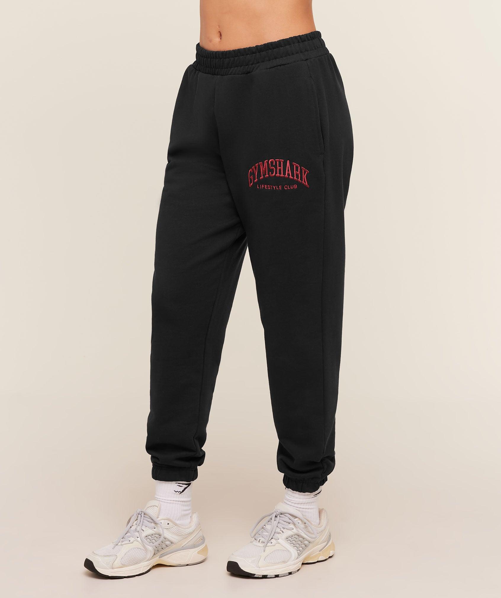 Gymshark Collegiate Graphic Joggers - Black Female Product Image