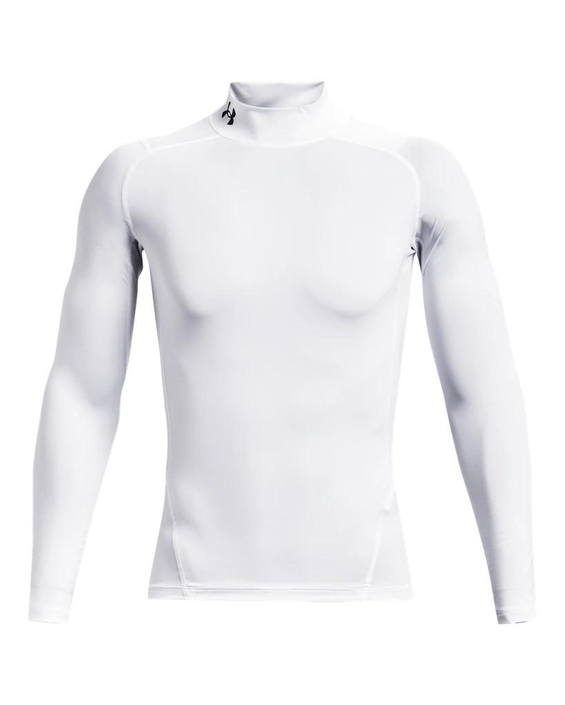 Under Armour Mens Under Armour HG Armour Comp Mock Long Sleeve - Mens White/Black Product Image