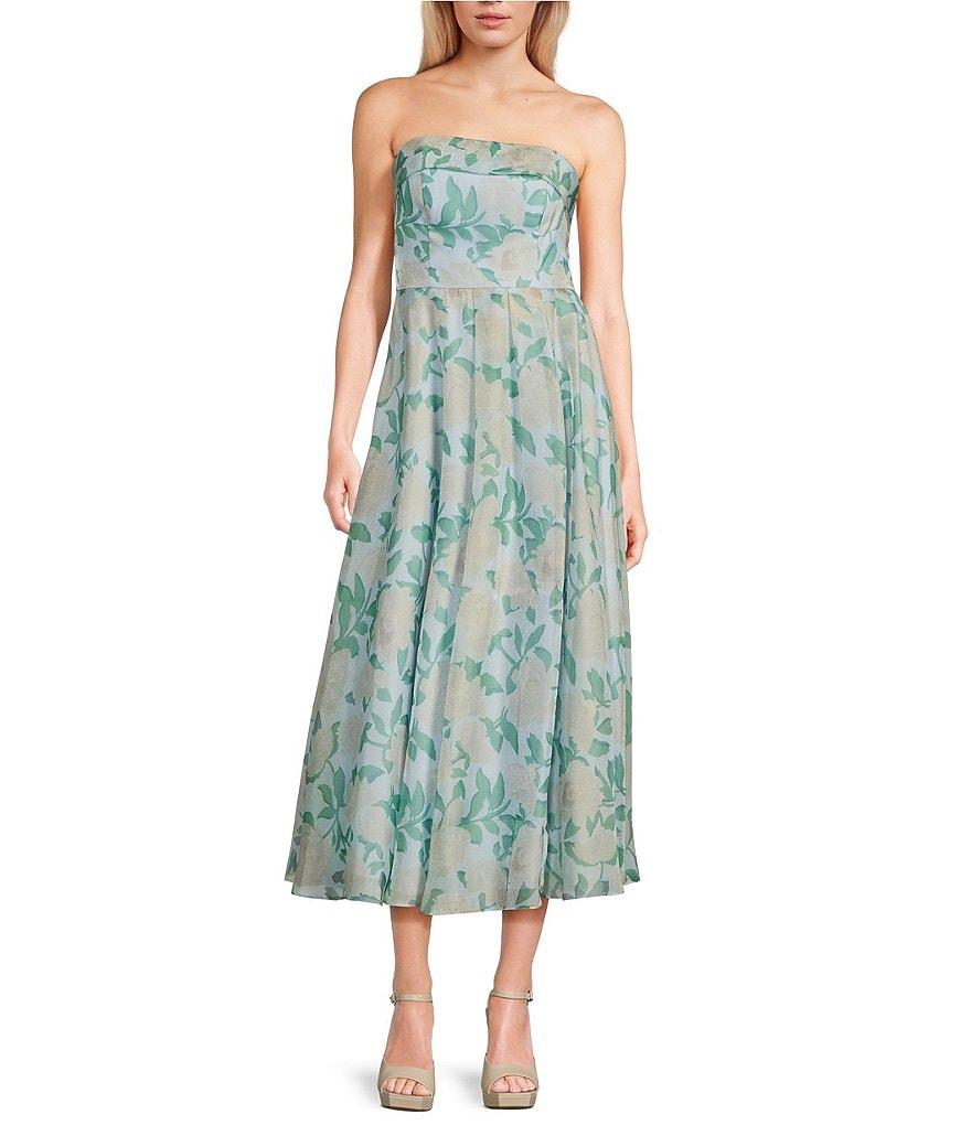 B. Darlin Printed Organza Strapless Sweetheart Neck A-Line Dress Product Image