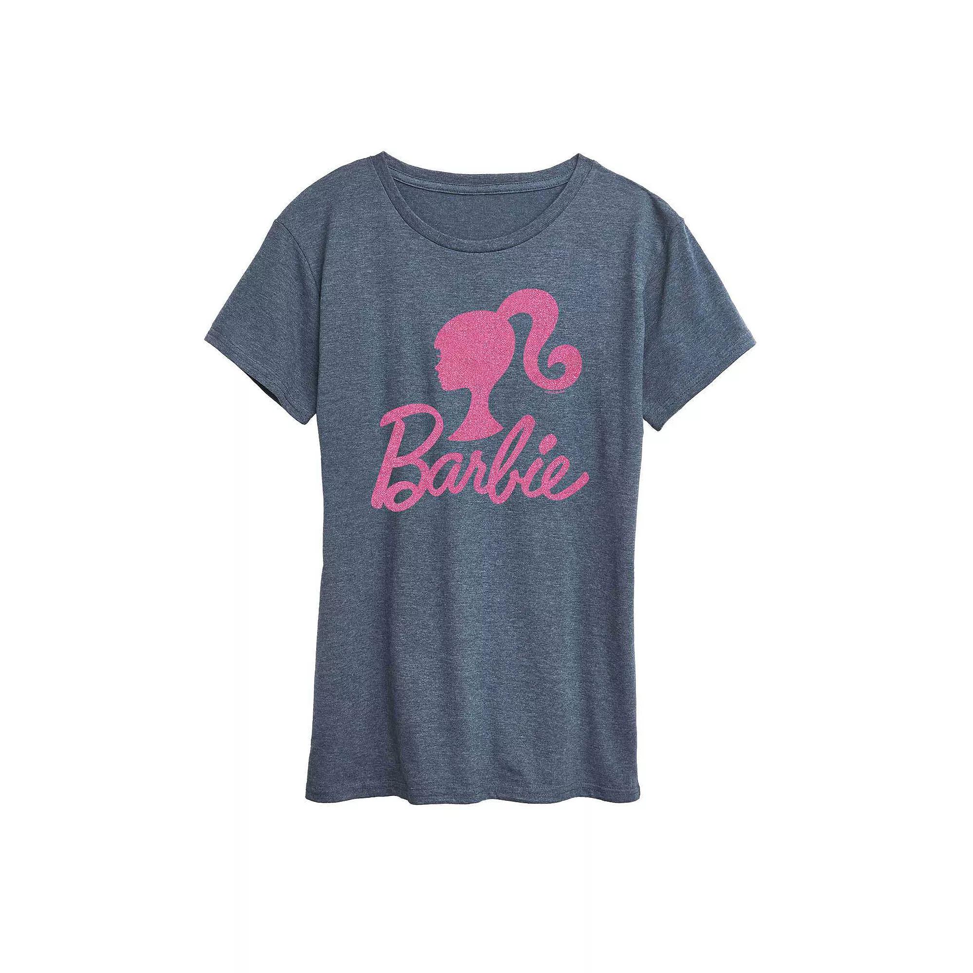 Women's Barbie® Logo Pink Glitter Graphic Tee, Girl's,  Product Image