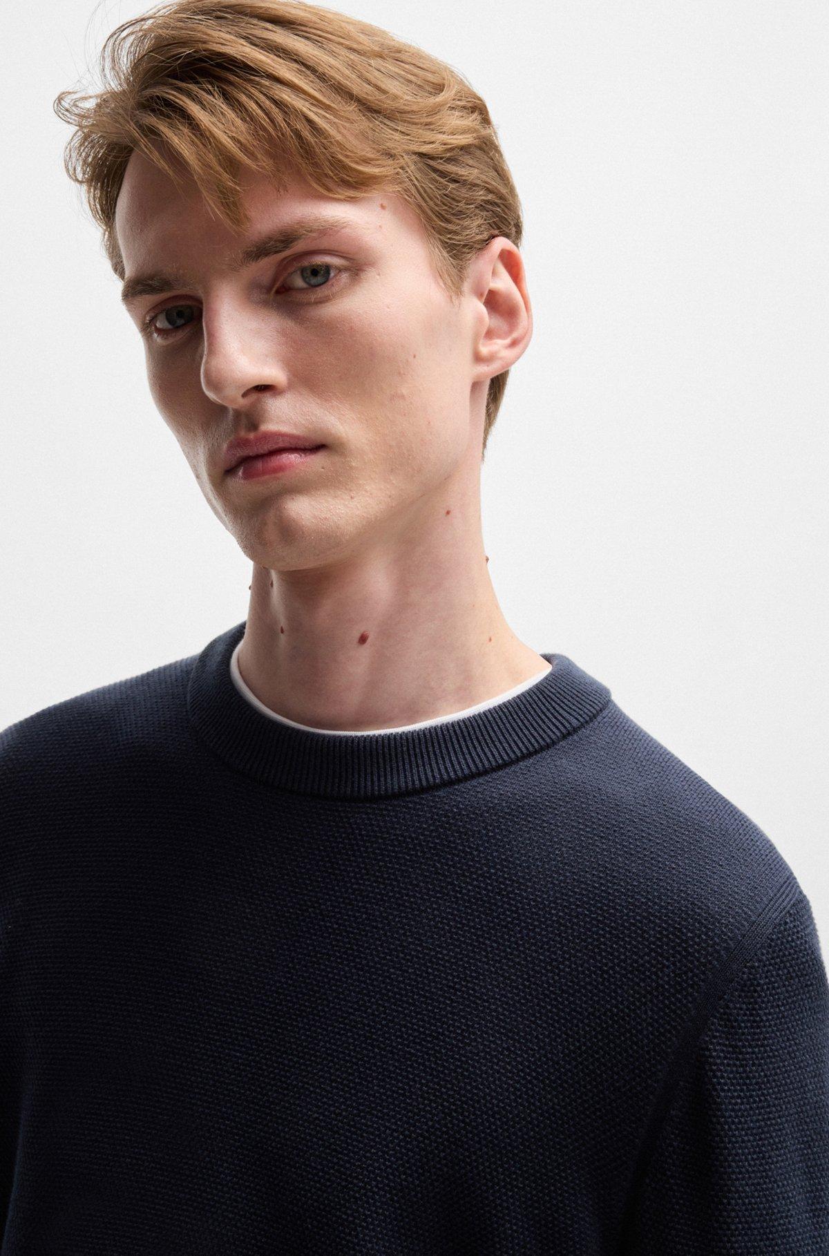 Micro-structured sweater in cotton Product Image