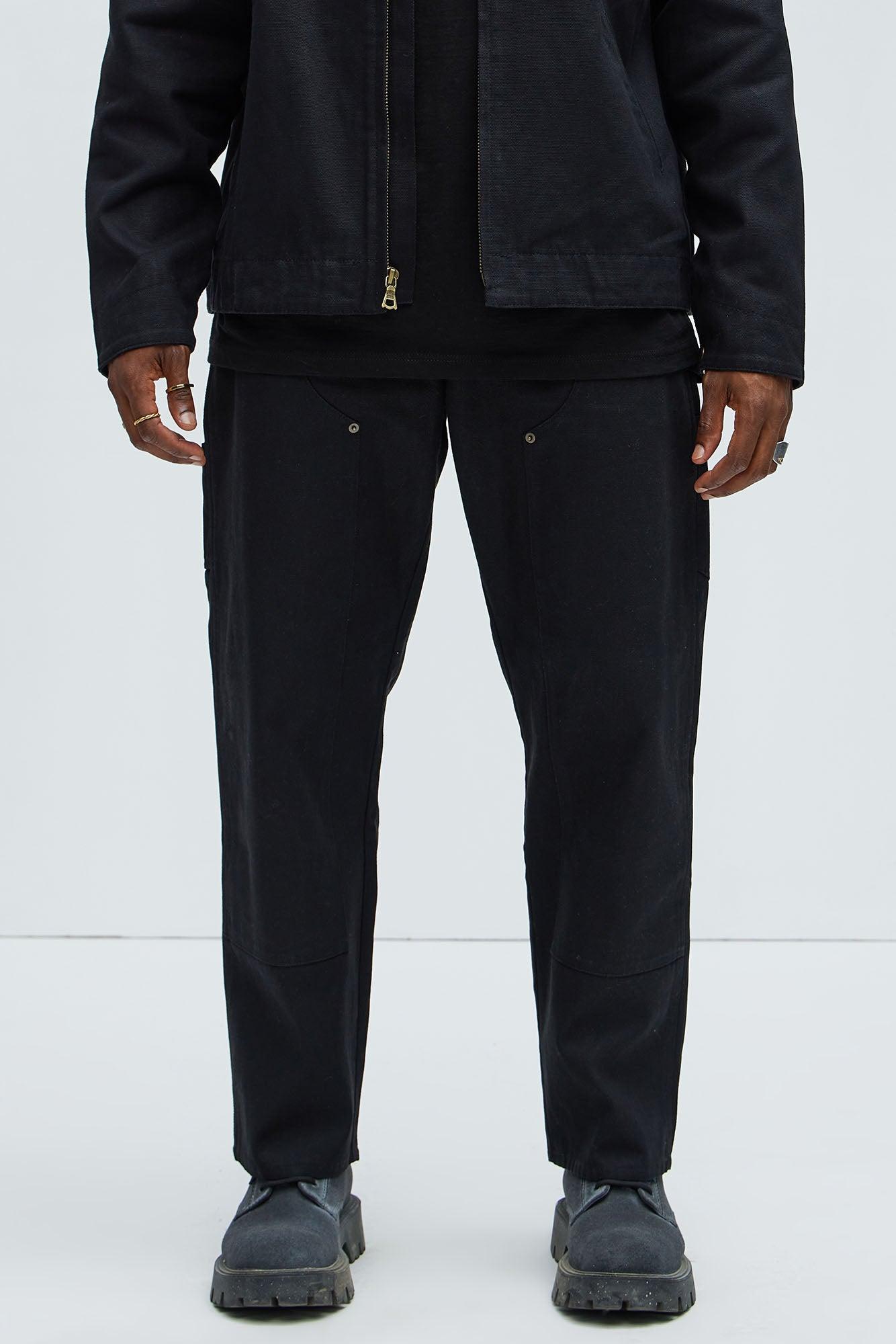 Alexander Double Knee Straight Utility Canvas Pants - Black Product Image