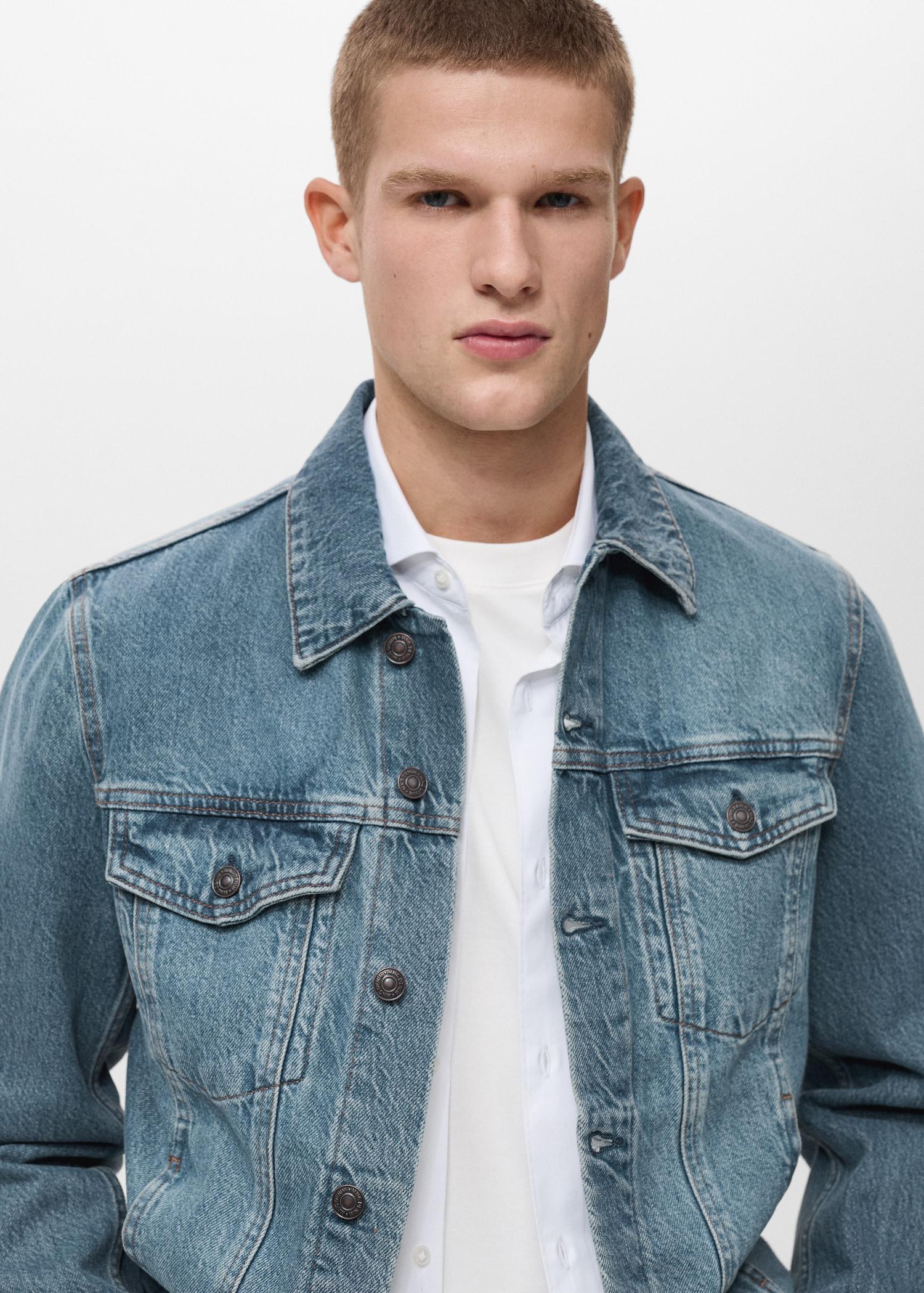 Denim jacket with worn-out effect - Men | MANGO USA Product Image