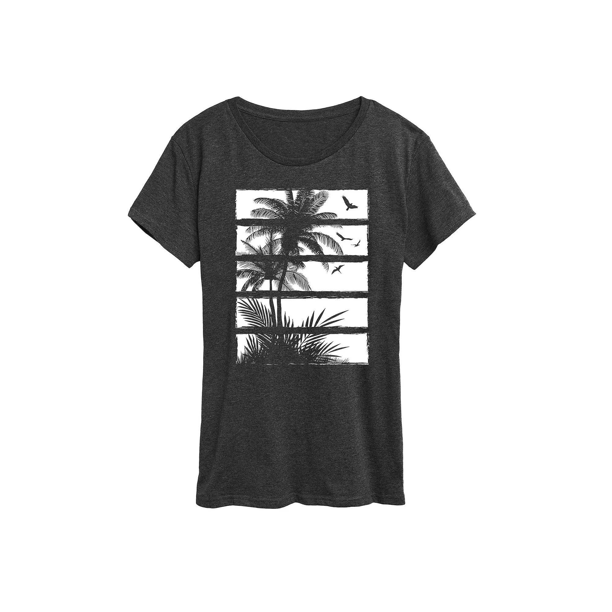 Women's Palm Tree Silhouette Panels Graphic Tee,  Product Image