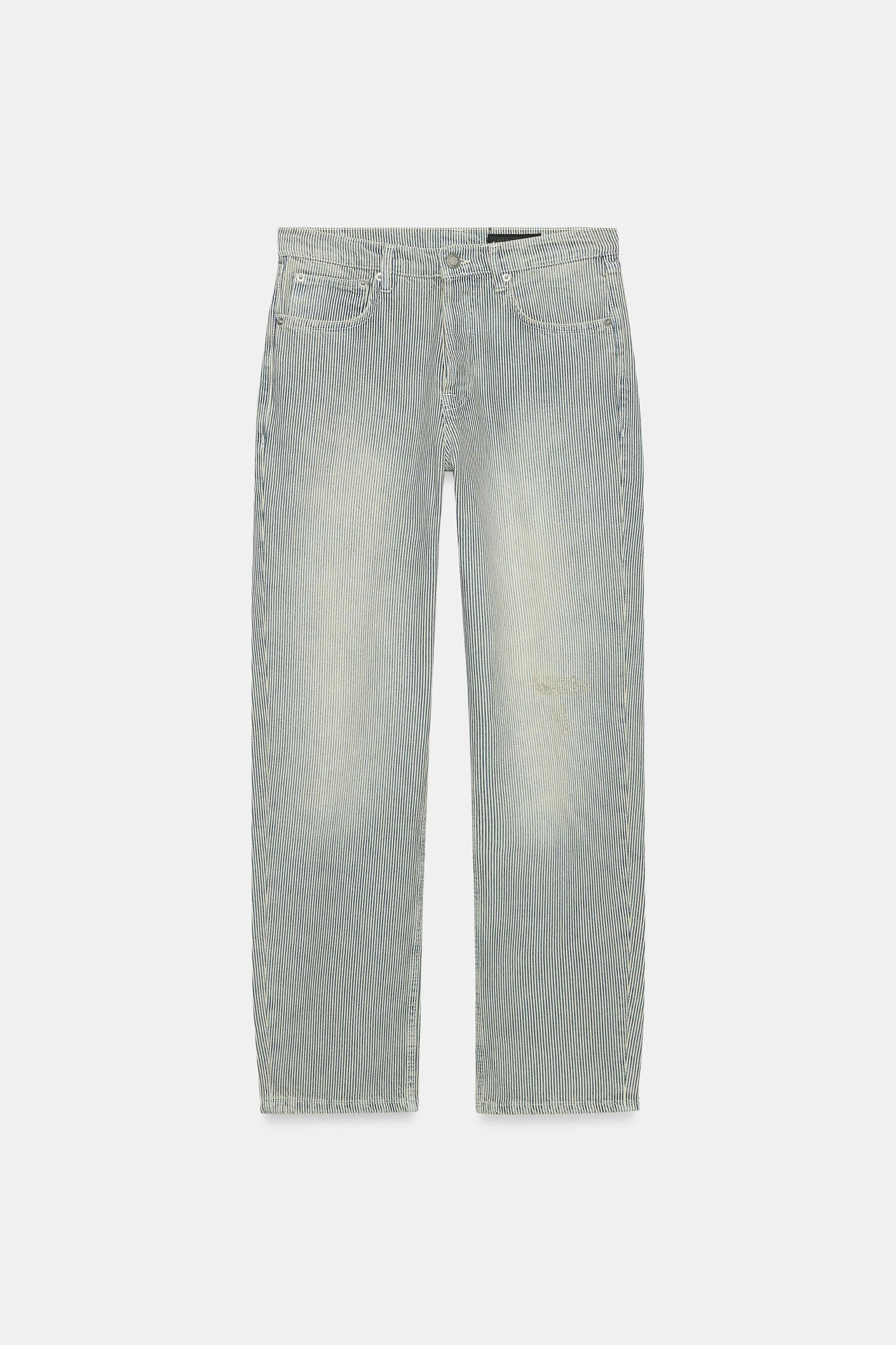 ZW COLLECTION LOW-RISE STRIPED STRAIGHT LEG JEANS Product Image