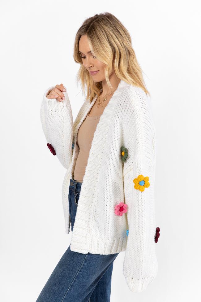 The Way I Feel Ivory Multi Flower Embroidered Cardigan FINAL SALE Product Image