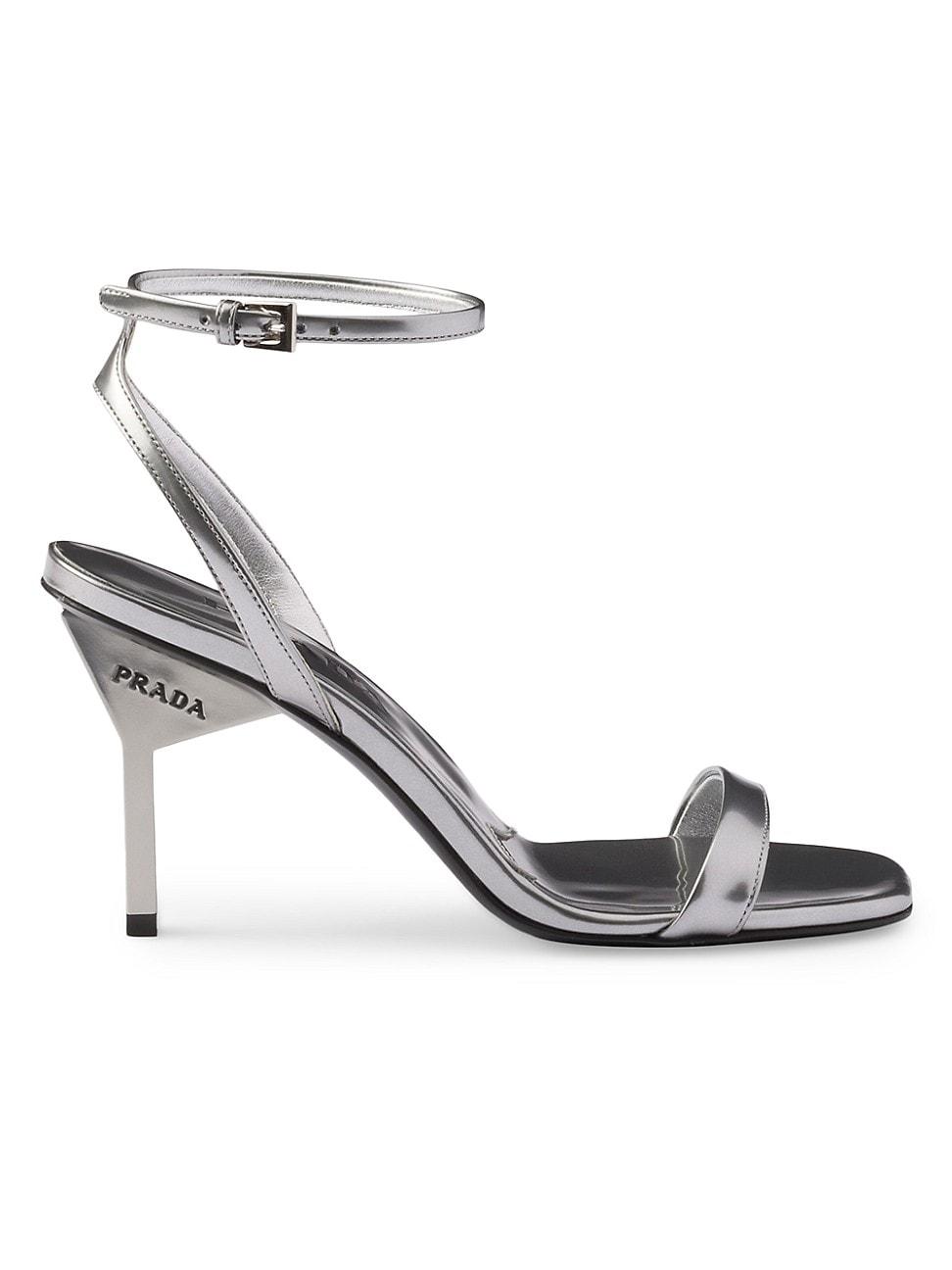 Prada Womens Metallic Leather Sandals Product Image