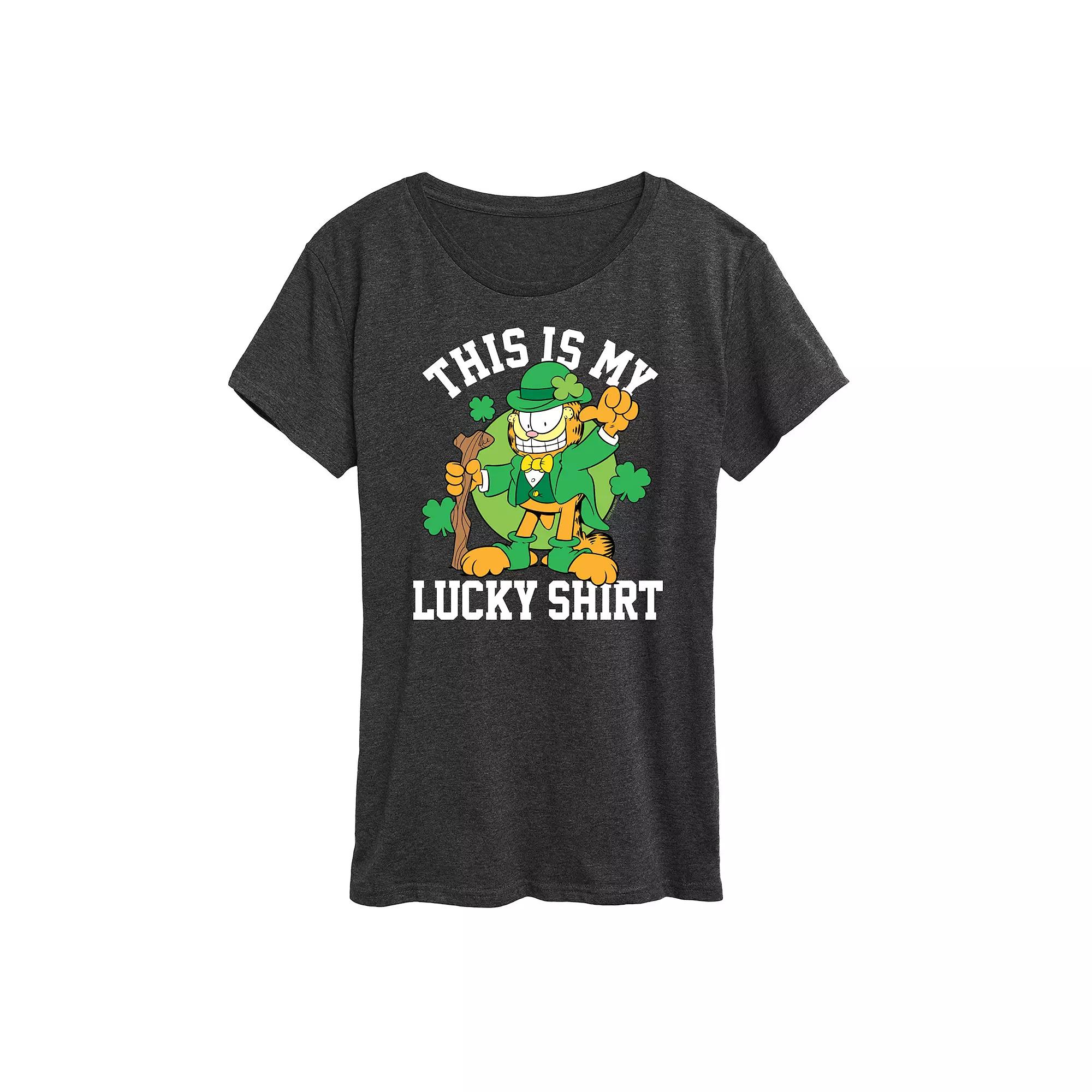 Women's Garfield This Is My Lucky Shirt Graphic Tee,  Product Image