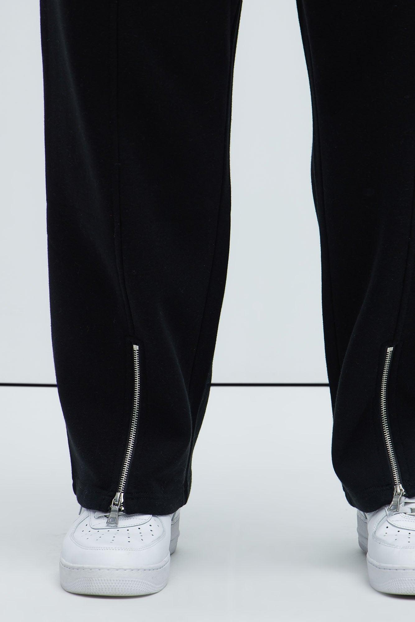 Tyson Elm Zip Hem Straight Sweatpants - Black Product Image