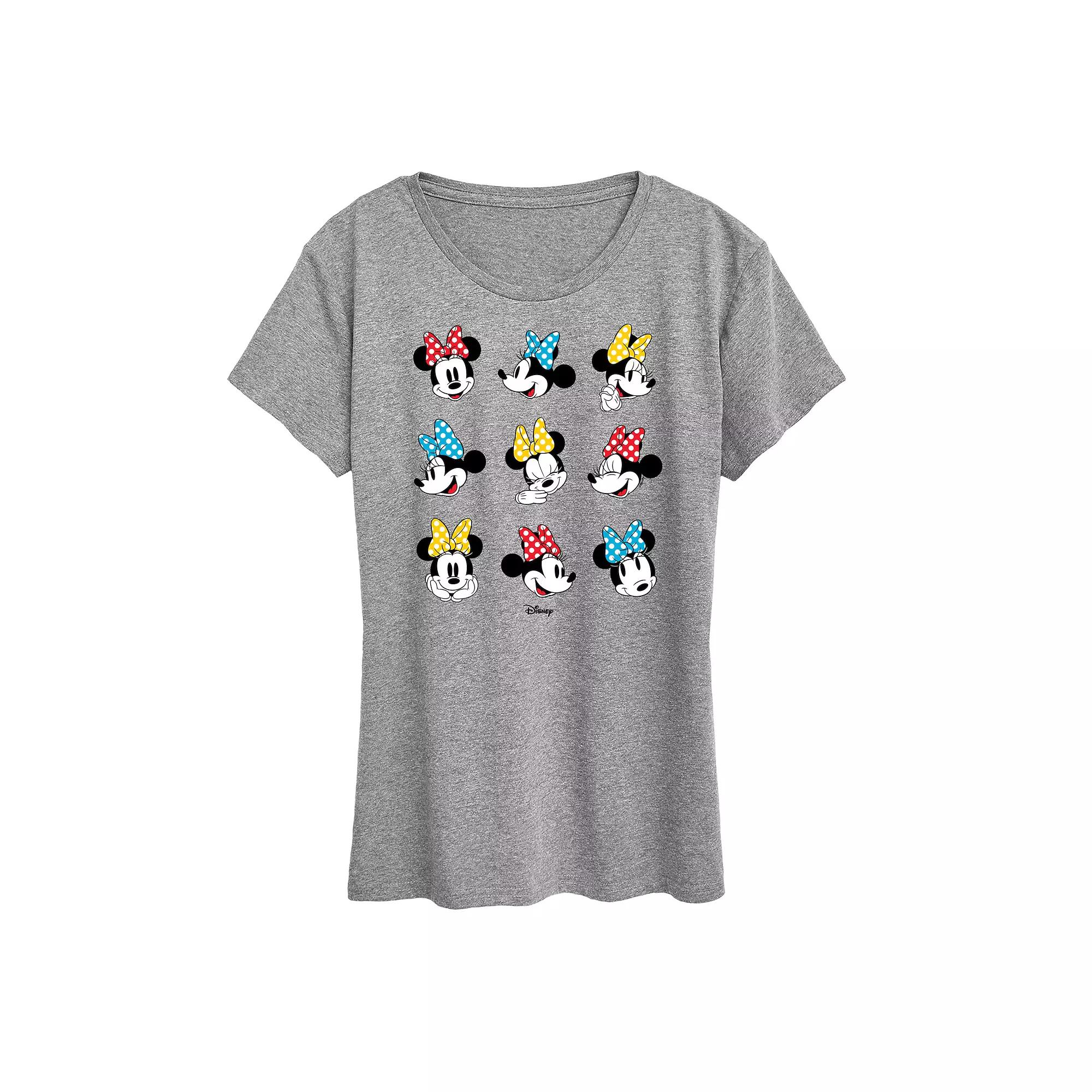 Disney's Minnie Mouse Dot Bow Grid Graphic Tee, Women's, Size: Small, Grey Gray Product Image