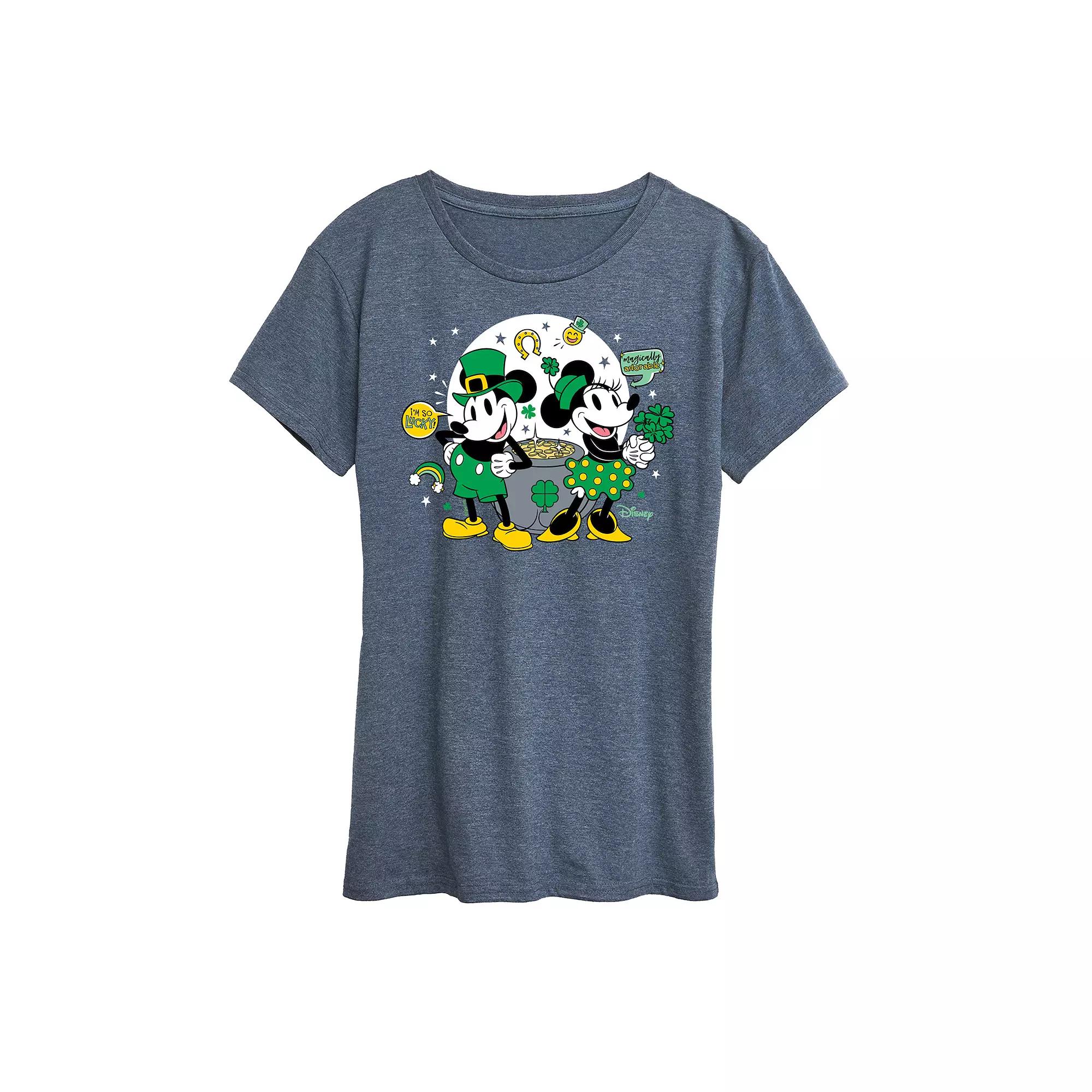 Disney's Mickey & Minnie Mouse Women's St. Patrick's Pot Of Gold Graphic Tee,  Product Image