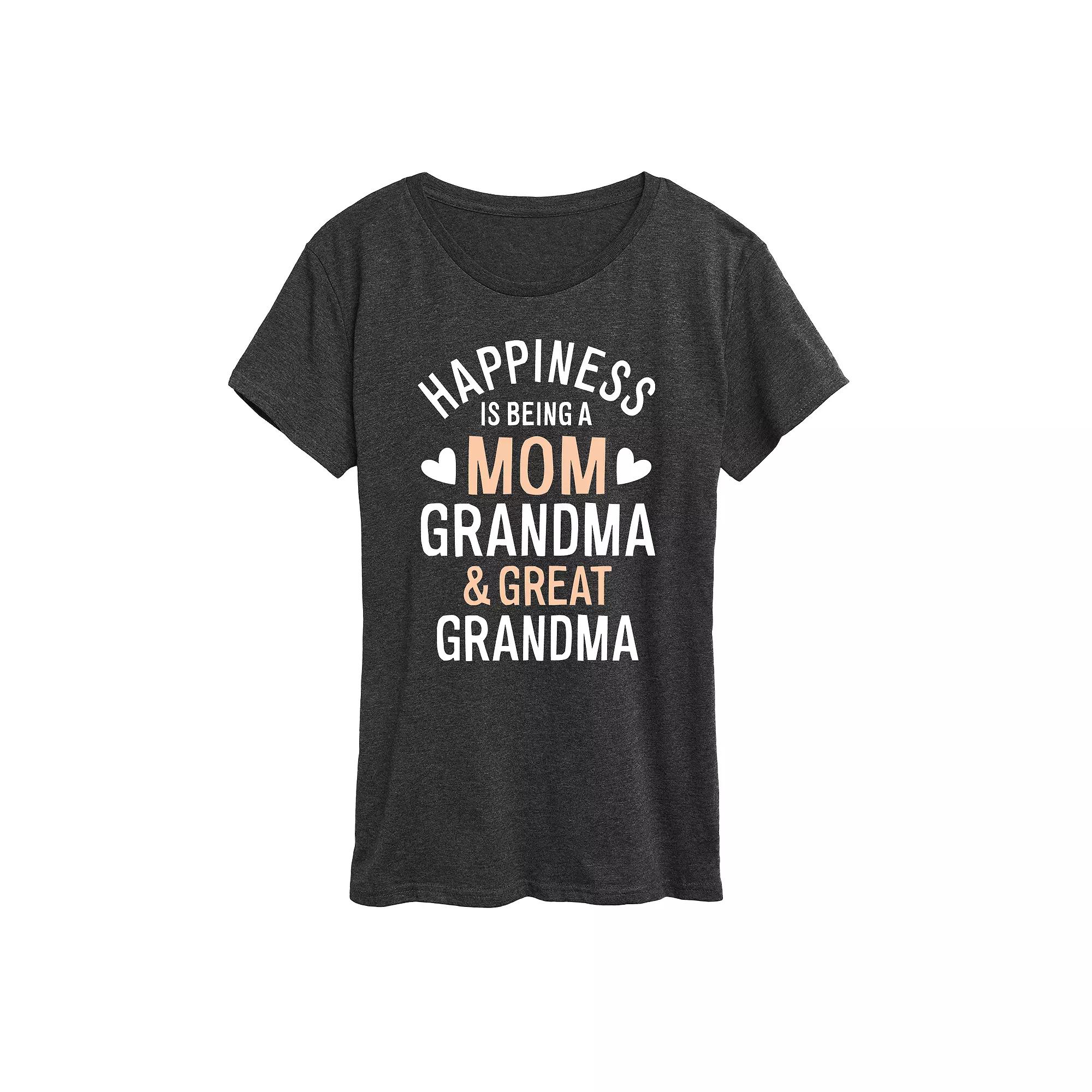 Women's Happiness Mom Grandma & Great Grandma Graphic Tee, Girl's,  Product Image