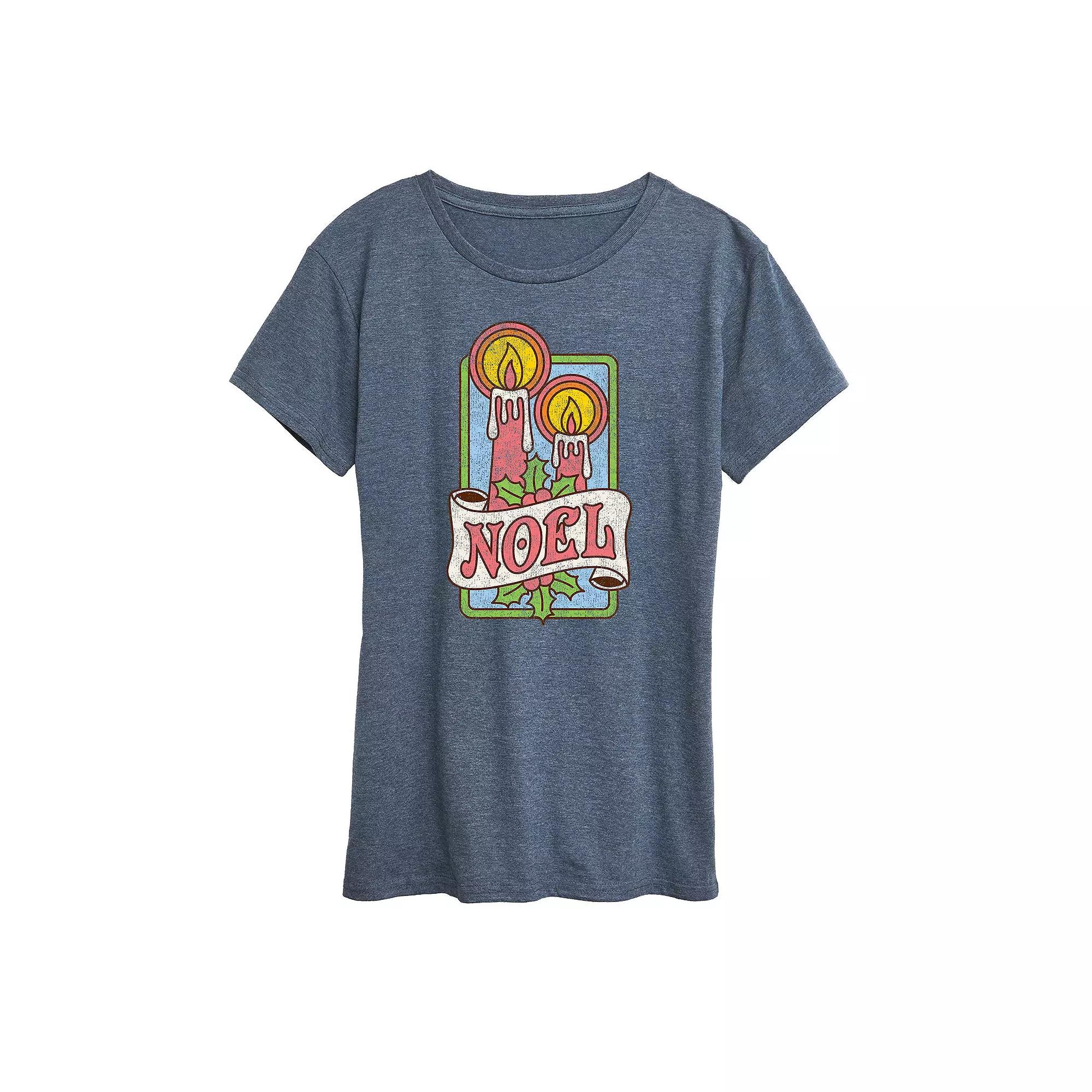 Women's Retro Noel Candles Short Sleeve Graphic Tee, Girl's,  Product Image