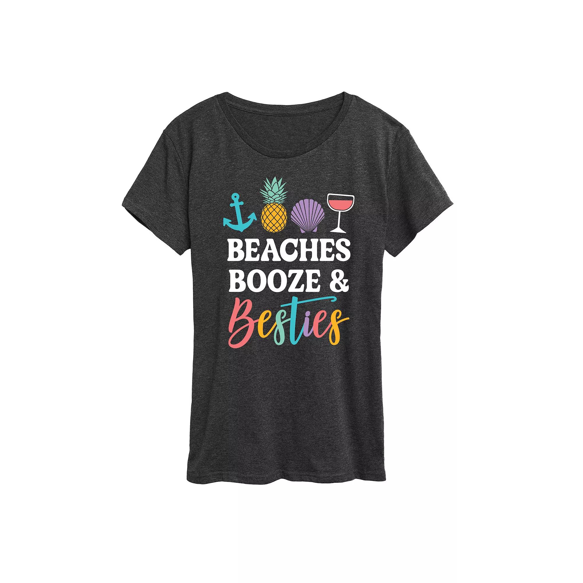 Women's Beaches Booze And Besties Graphic Tee,  Product Image