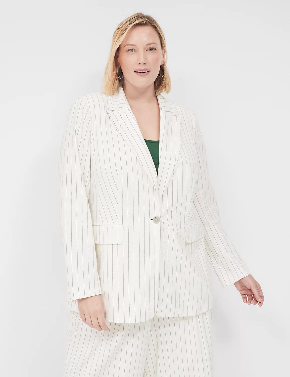 Linen Pinstripe One-Button Blazer Product Image