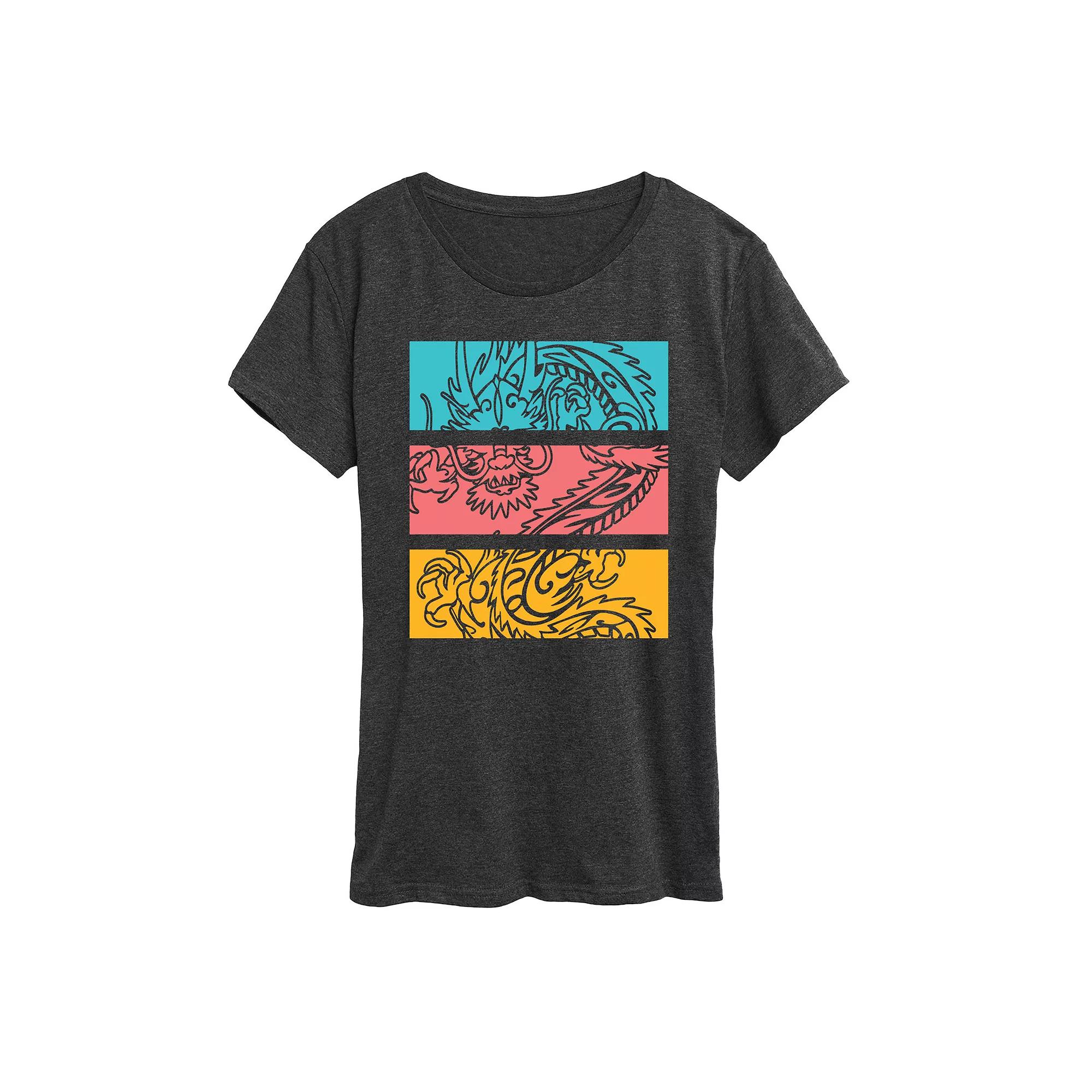 Women's Colorblock Dragon Graphic Tee,  Product Image