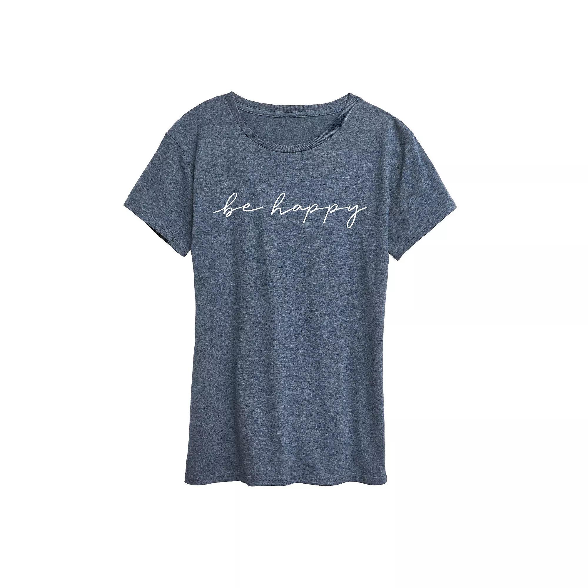 Women's Be Happy Script Graphic Tee,  Product Image