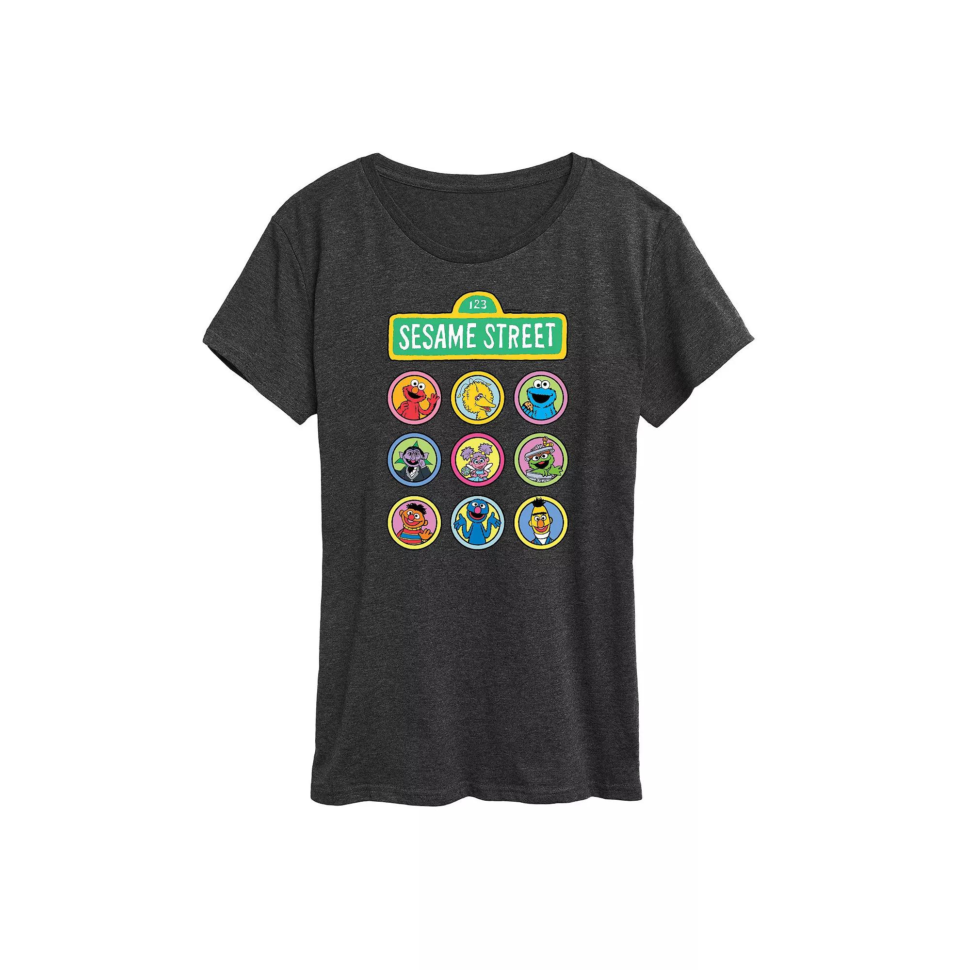 Women's Sesame Street Character Grid Graphic Tee, Girl's,  Product Image