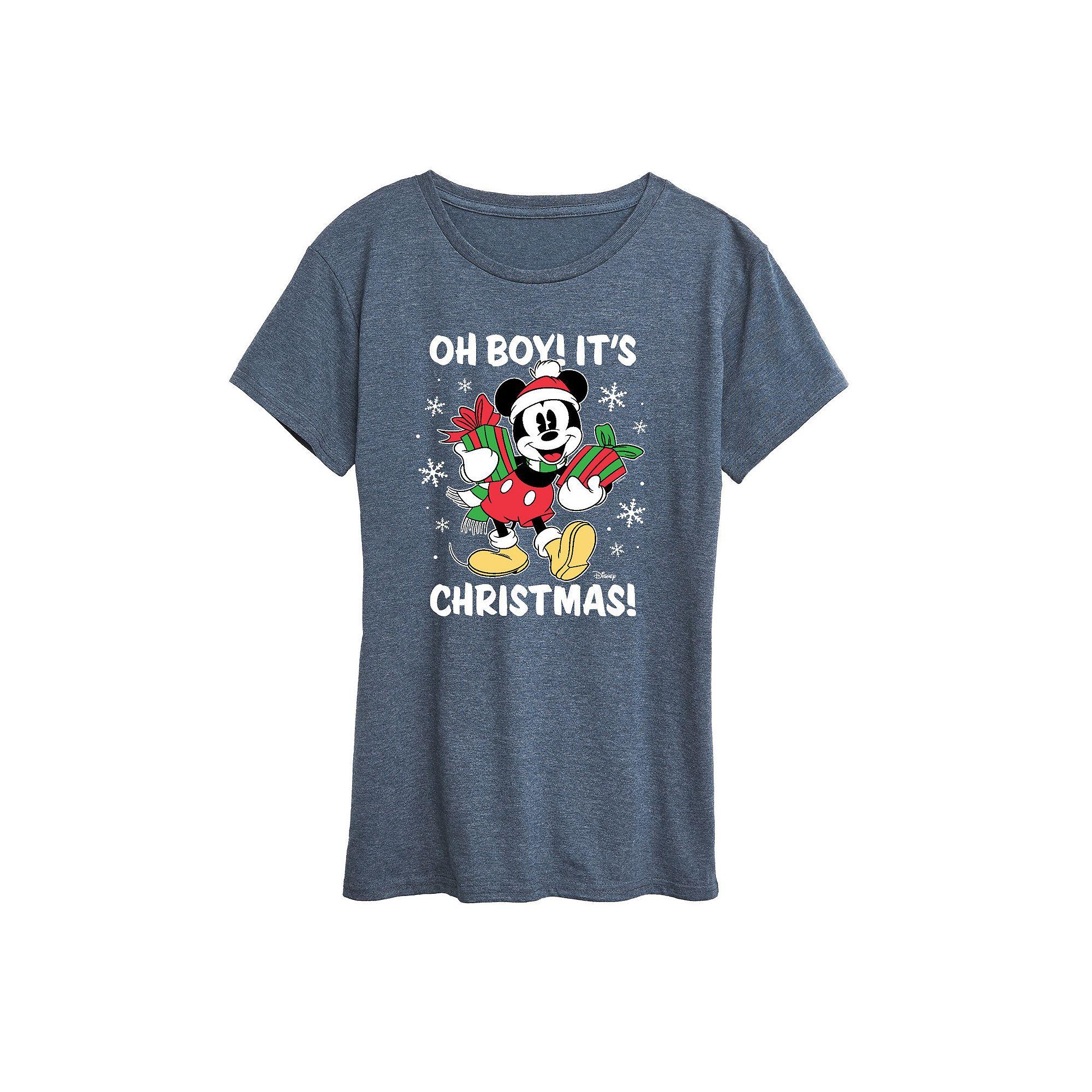 Disney's Mickey Mouse Women's Oh Boy Its Christmas Graphic Tee, Girl's,  Product Image