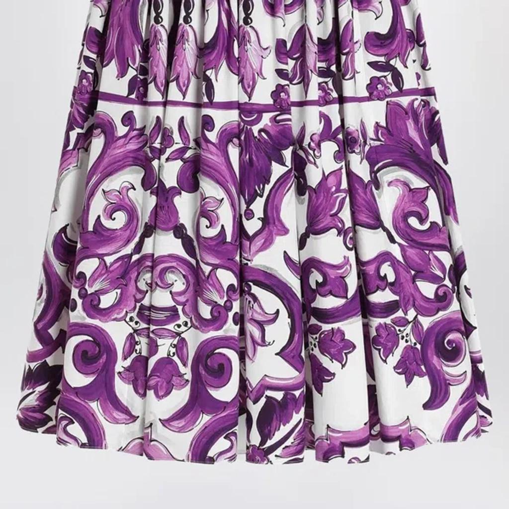 DOLCE & GABBANA Women Cotton Midi Dress With Maiolica Print In Purple Product Image