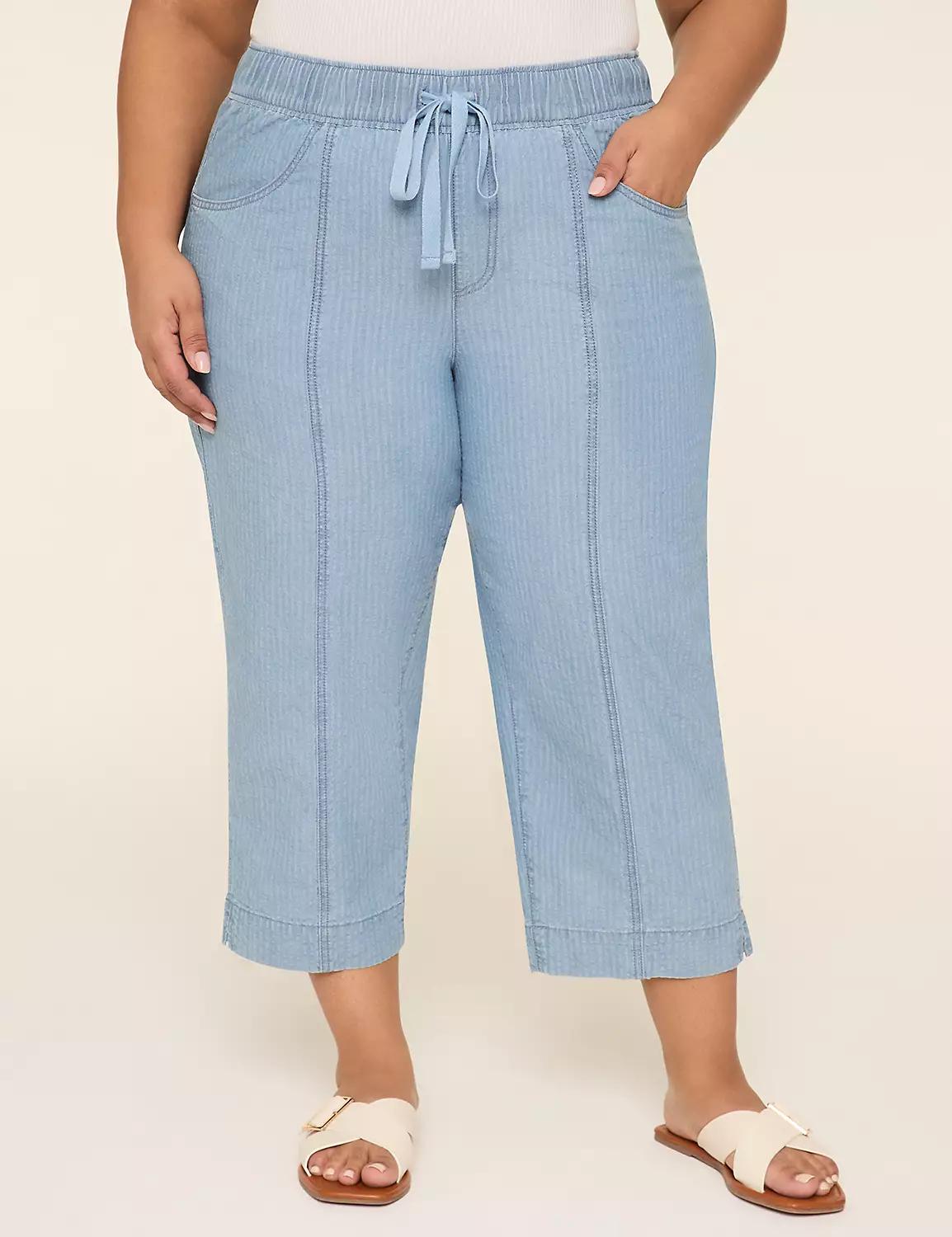 Seersucker Pull-On Crop Pant Product Image