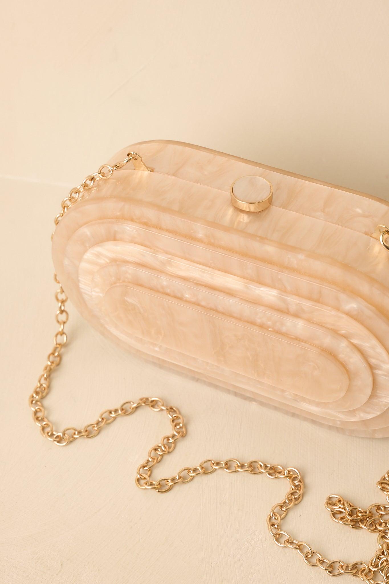 Save the Last Dance Beige Pearlescent Clutch Product Image
