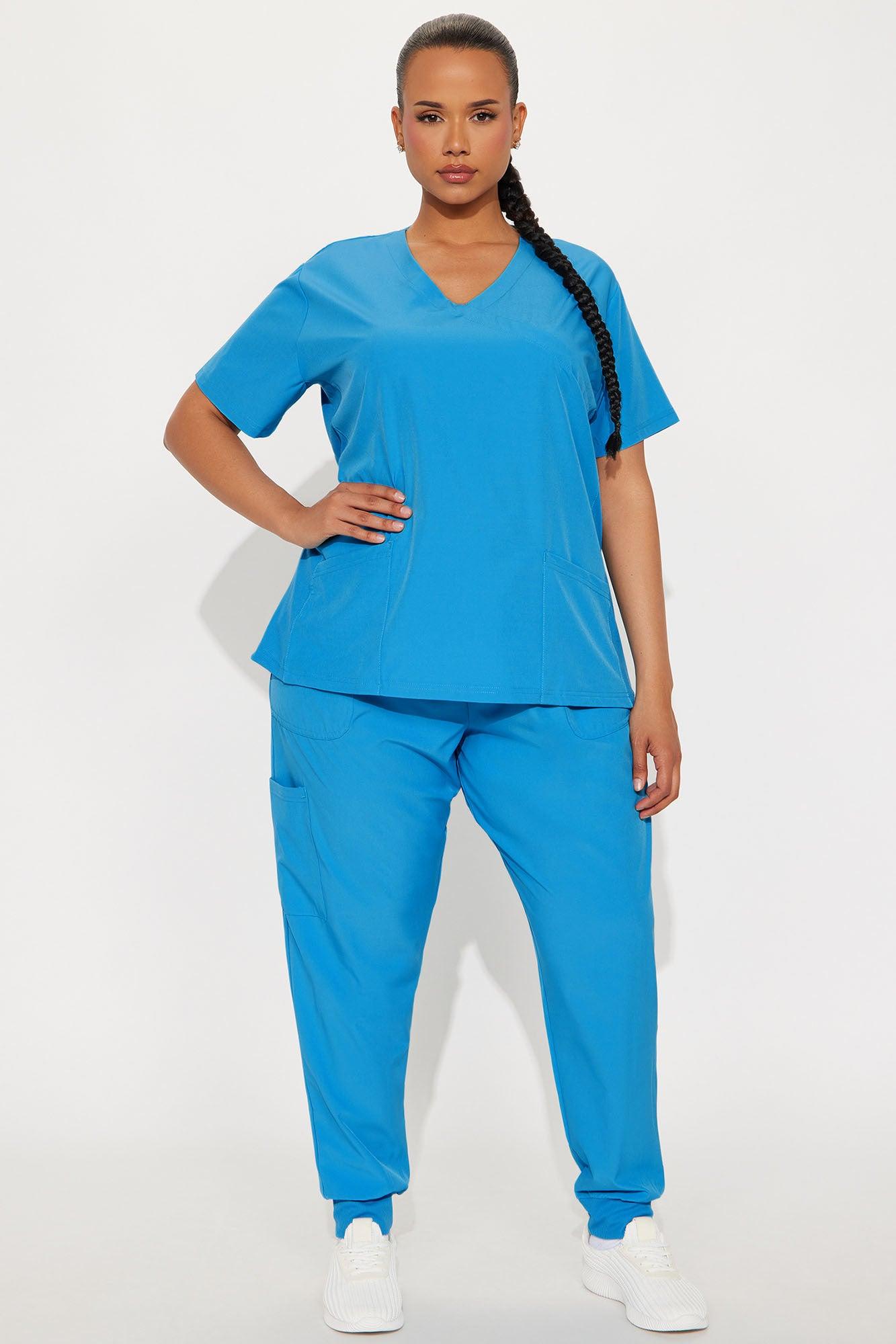 Overtime 4 Way Stretch Scrub Jogger Set - Turquoise Female Product Image