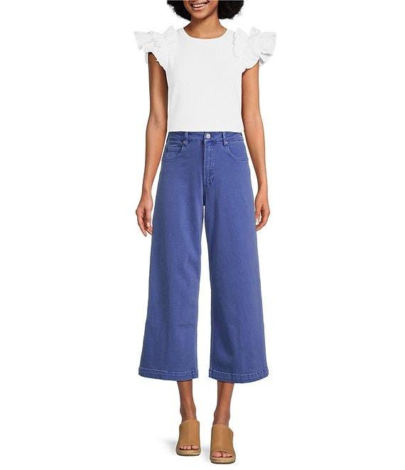 Dear John Audrey Stretch Denim High Rise Cropped Wide Leg Jeans Product Image