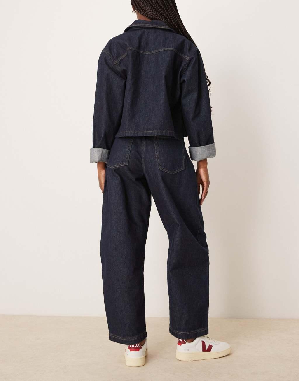 ASOS DESIGN cropped barrel leg jeans with button fly Product Image